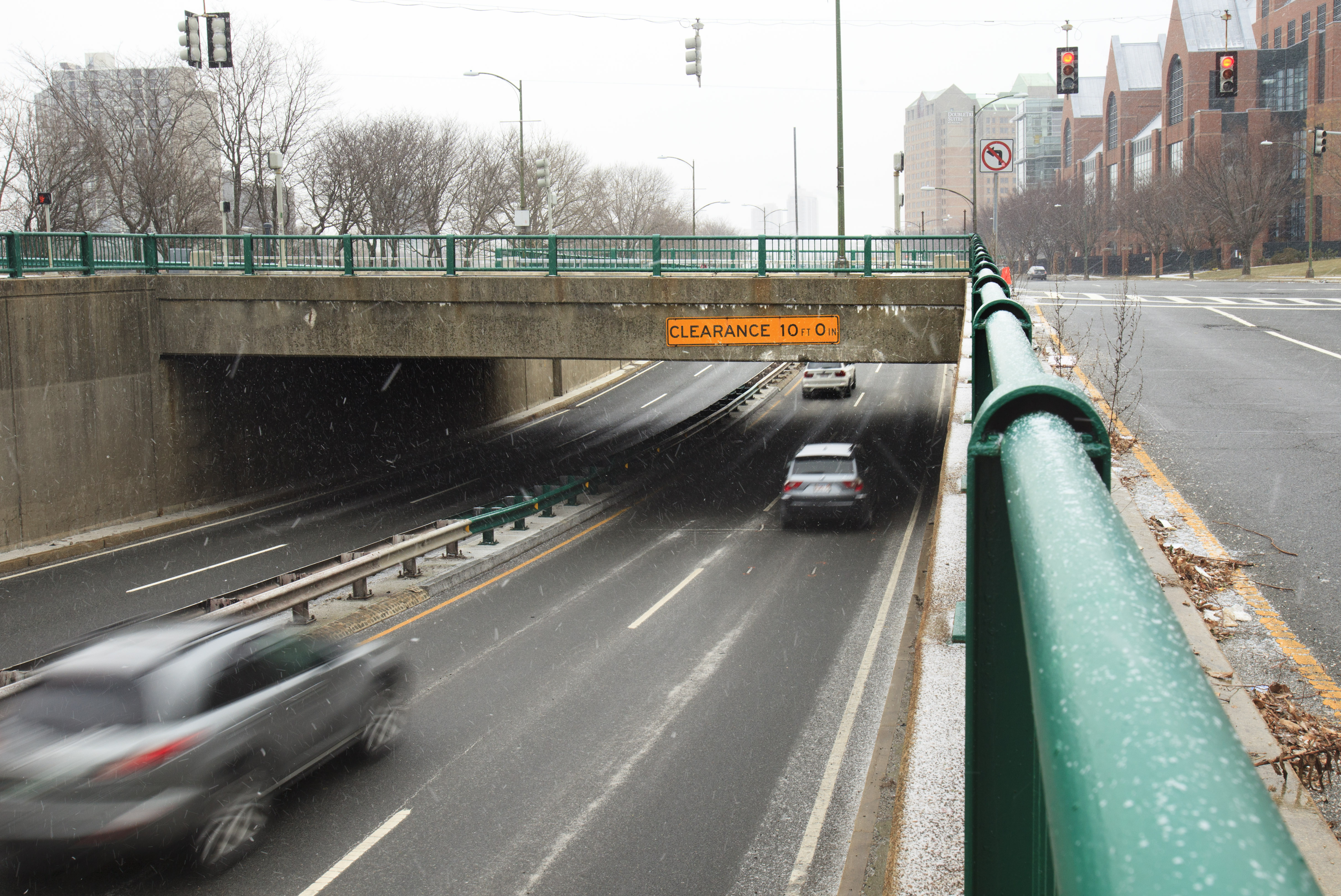 The Western Avenue Bridge where a bus crashed on Saturday.