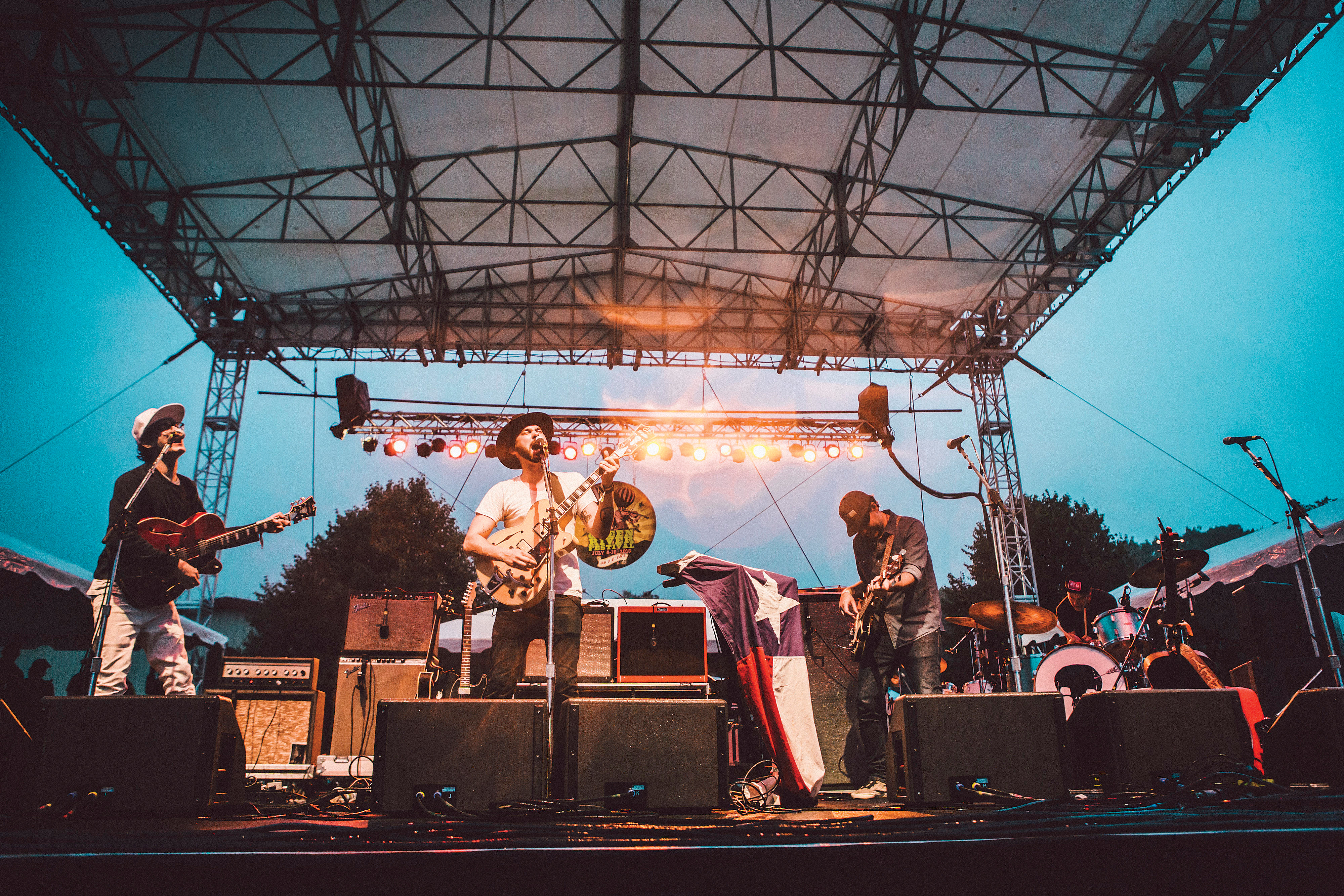 Alejandro Rose-Garcia (at right), a.k.a. Shakey Graves, at the 2016 Green River Festival in Greenfield.