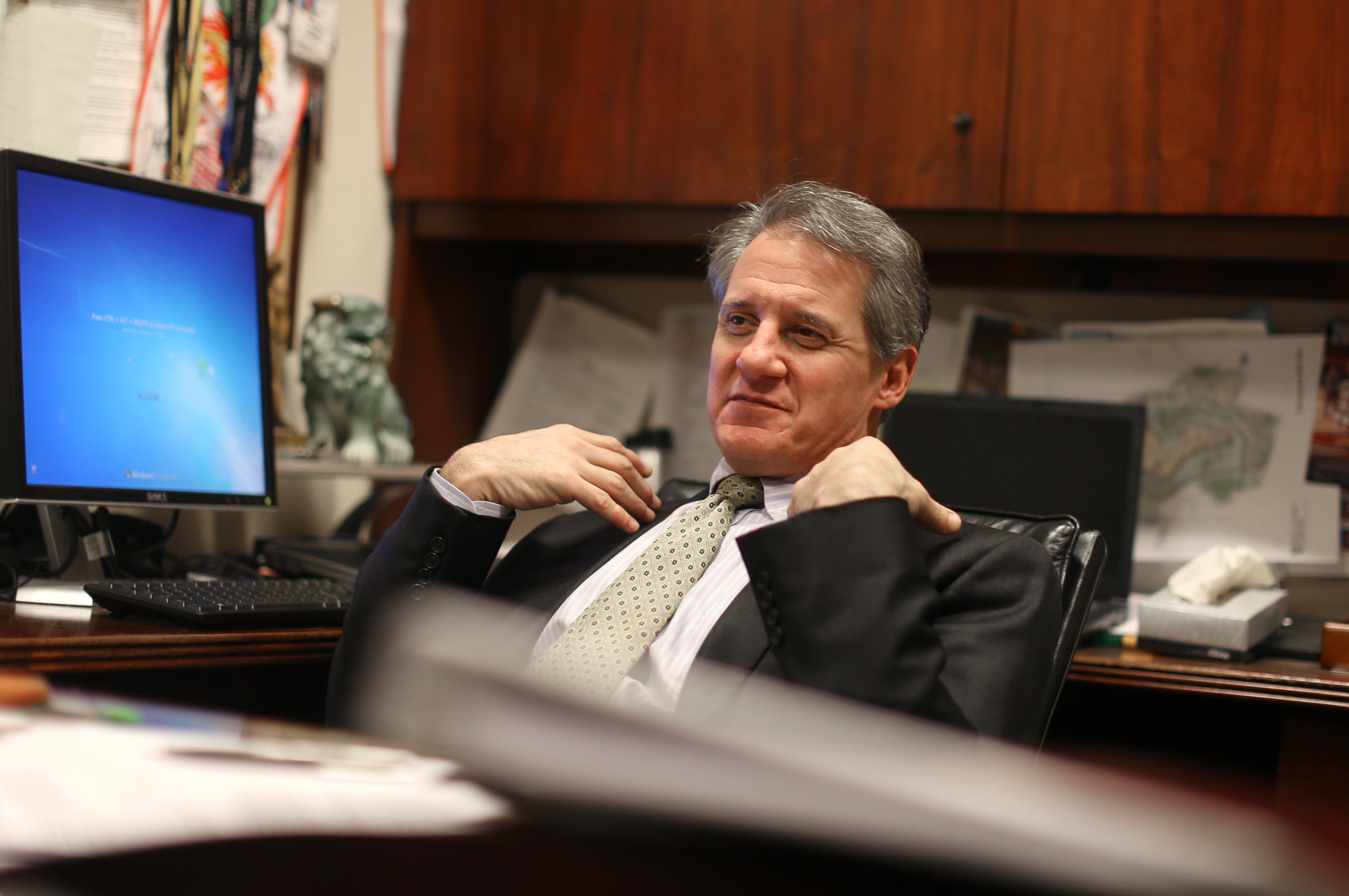 Mohegan Sun CEO Mitchell Etess, shown in his office.