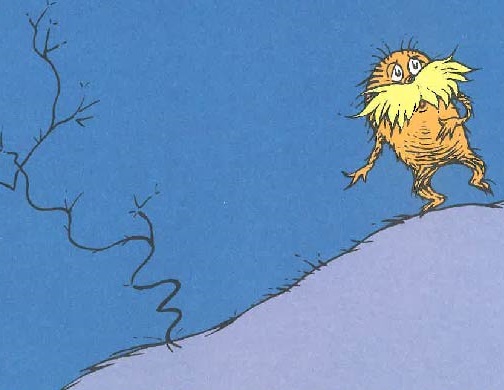 The Lorax with a spindly tree the researchers say may have been modeled on the whistling thorn acacia