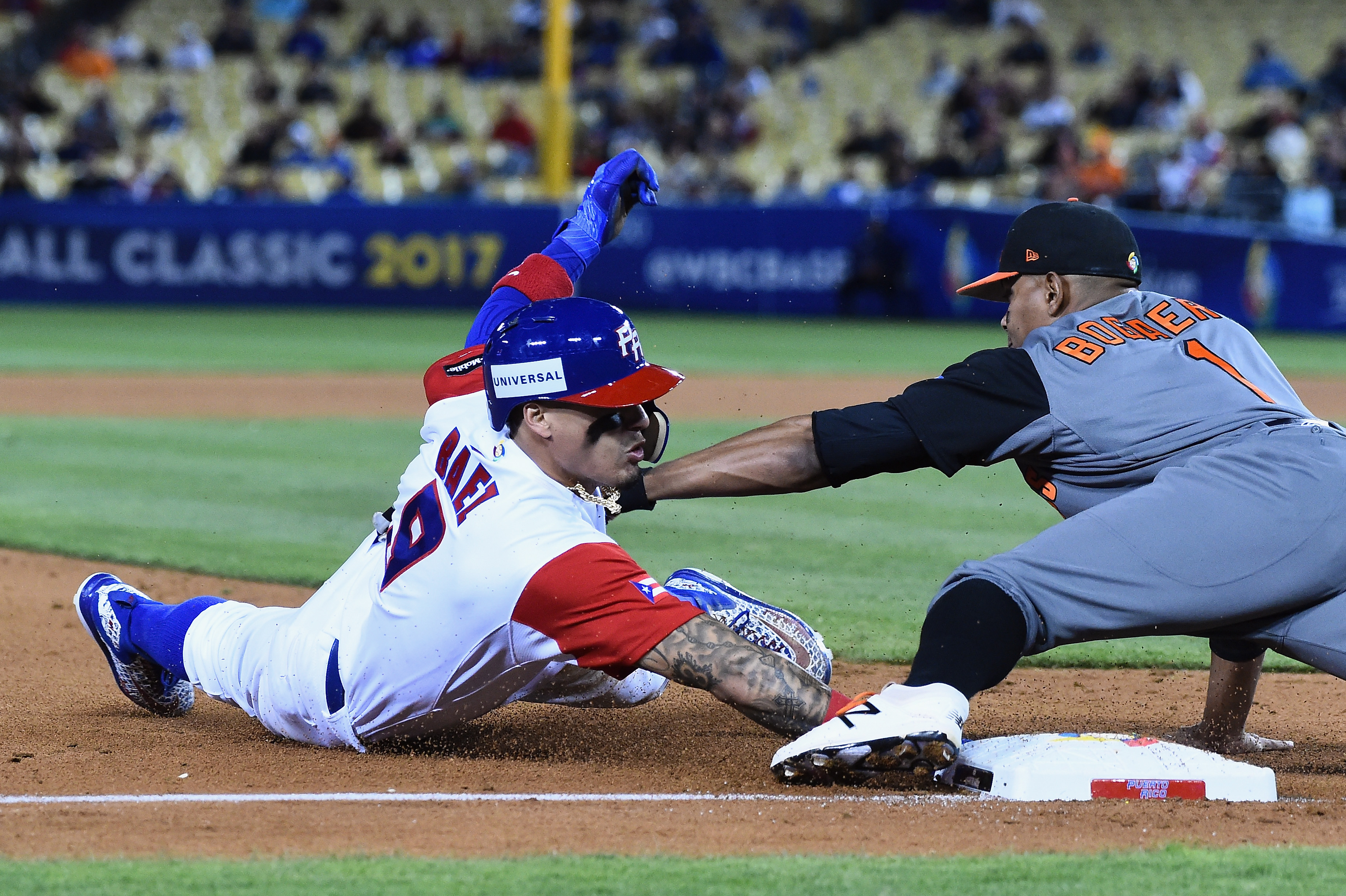 Xander Bogaerts (right) played third base for the Netherlands in the World Baseball Classic.