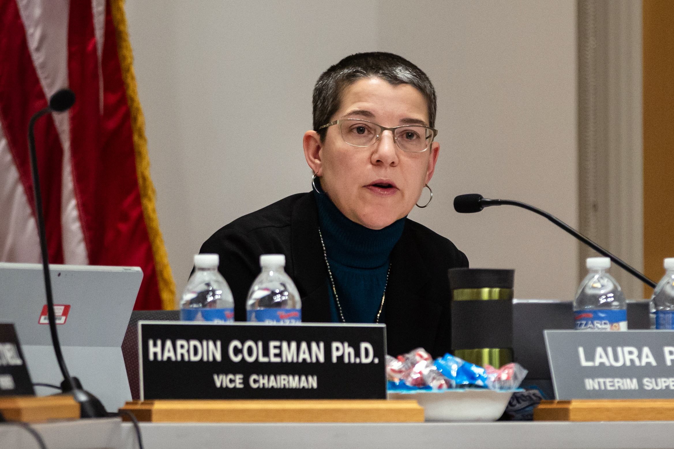 Interim superintendent Laura Perille spoke during a Boston School Committee meeting held at the Bruce C. Bolling Municipal Building in Roxbury.