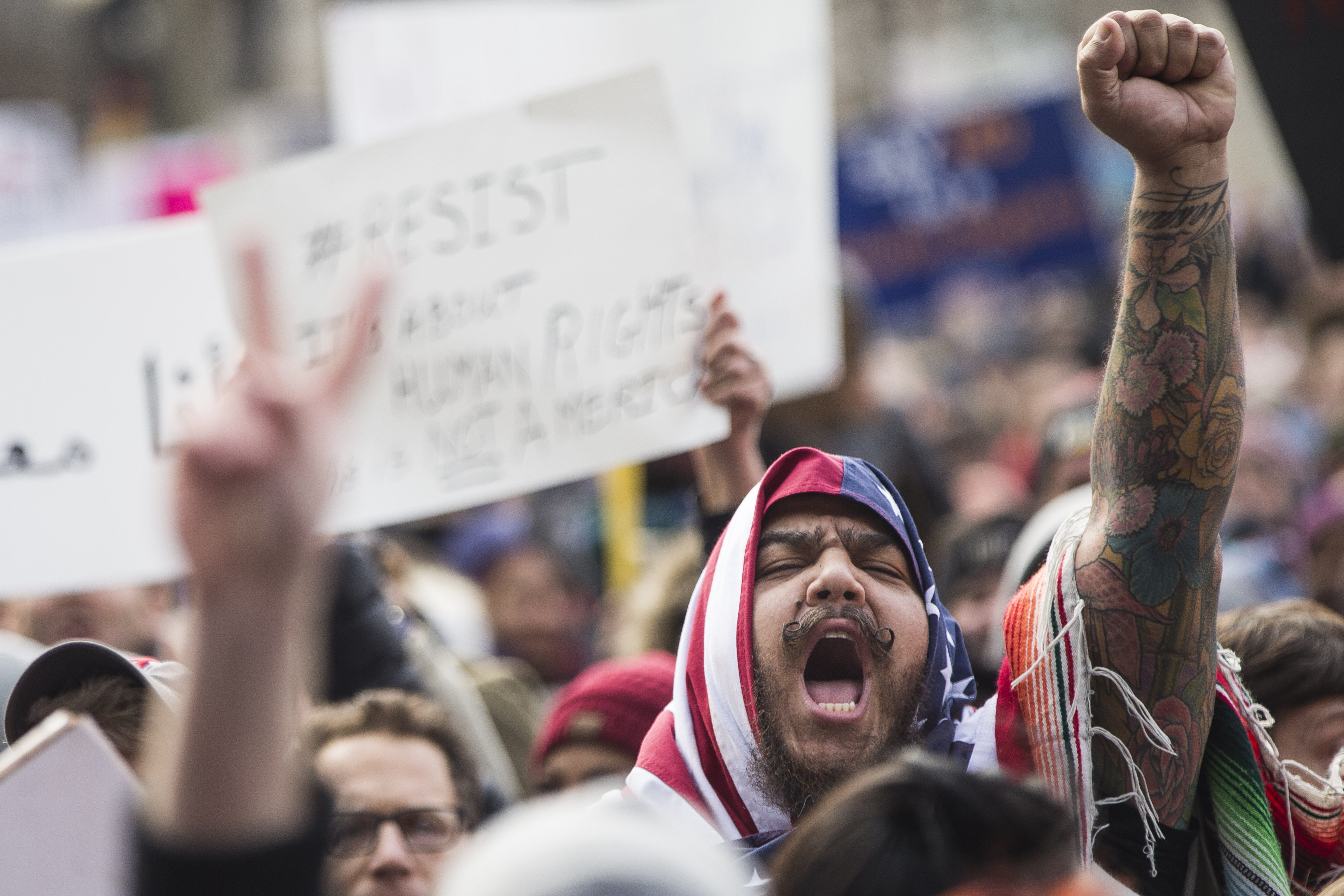 Boston resident Izzy Berdan cheered during the protest.