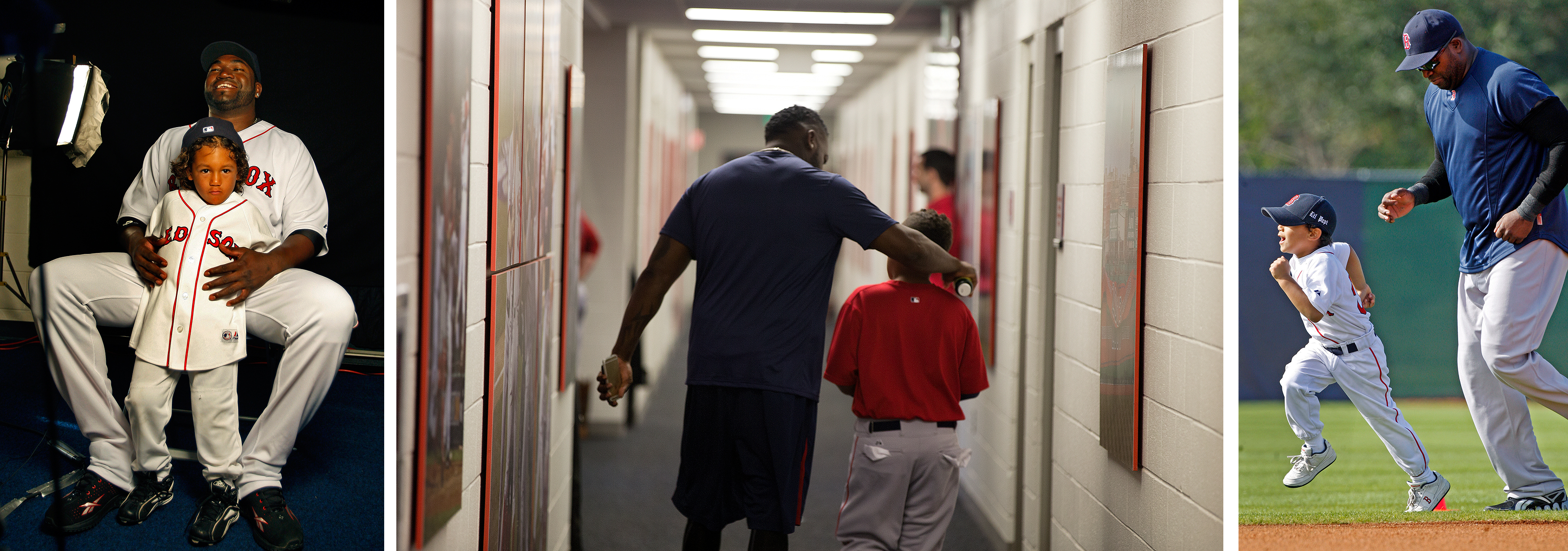 From left to right: David Ortiz with his son D'Angelo in 2009, 2015 and 2011.