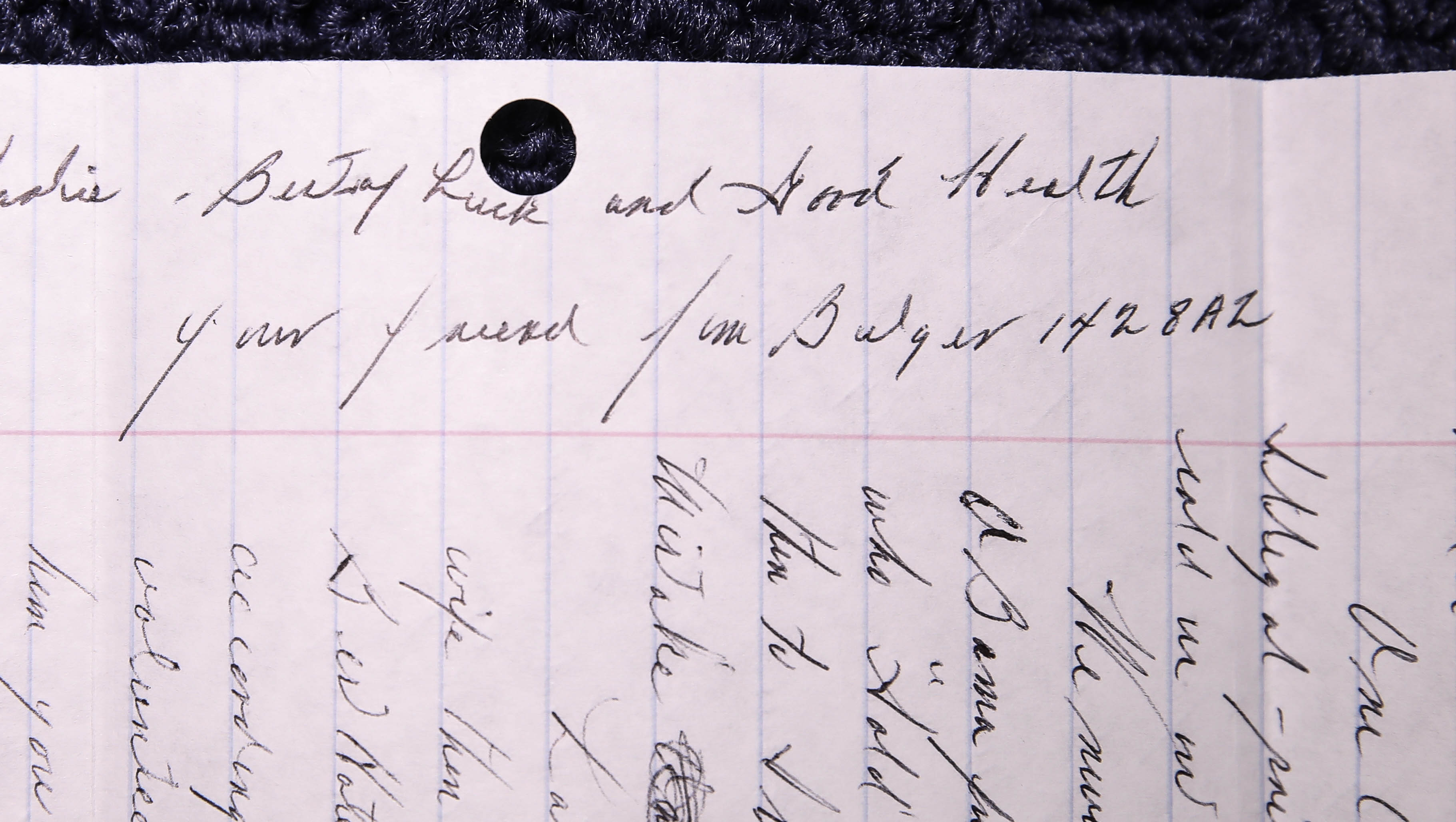 The signature of James "Whitey" Bulger on the margins of a letter seen in Green Cove Springs, Fla.