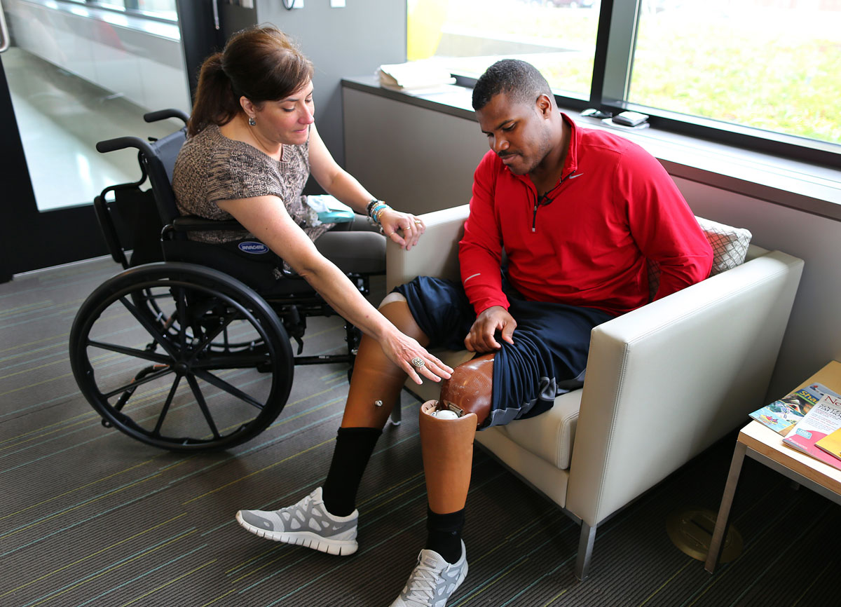 Muji Karim met last week with Celeste Corcoran, who lost both legs in the Boston Marathon bombings.