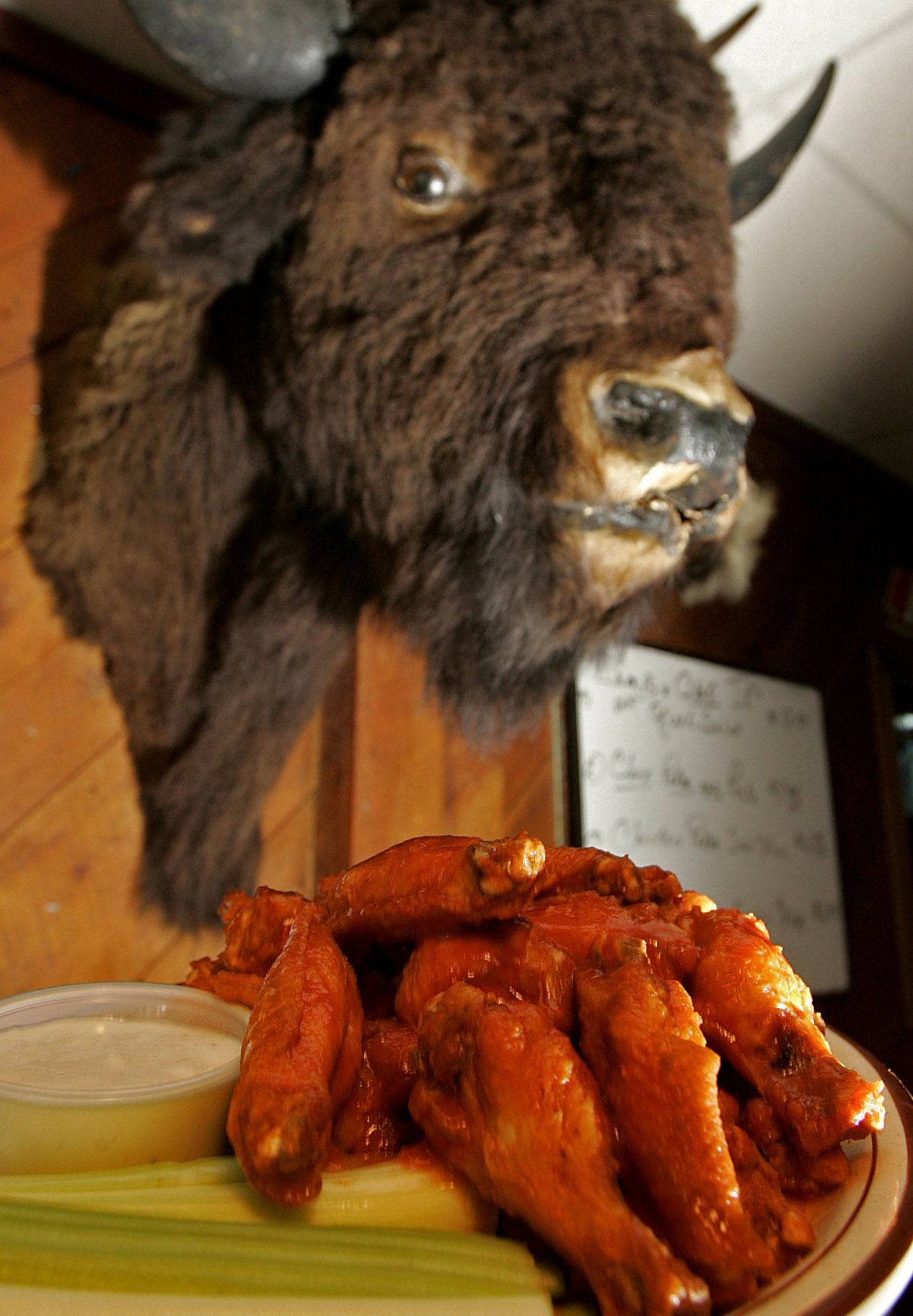 A plate of Buffalo wings at Buff's Pub in Newton.