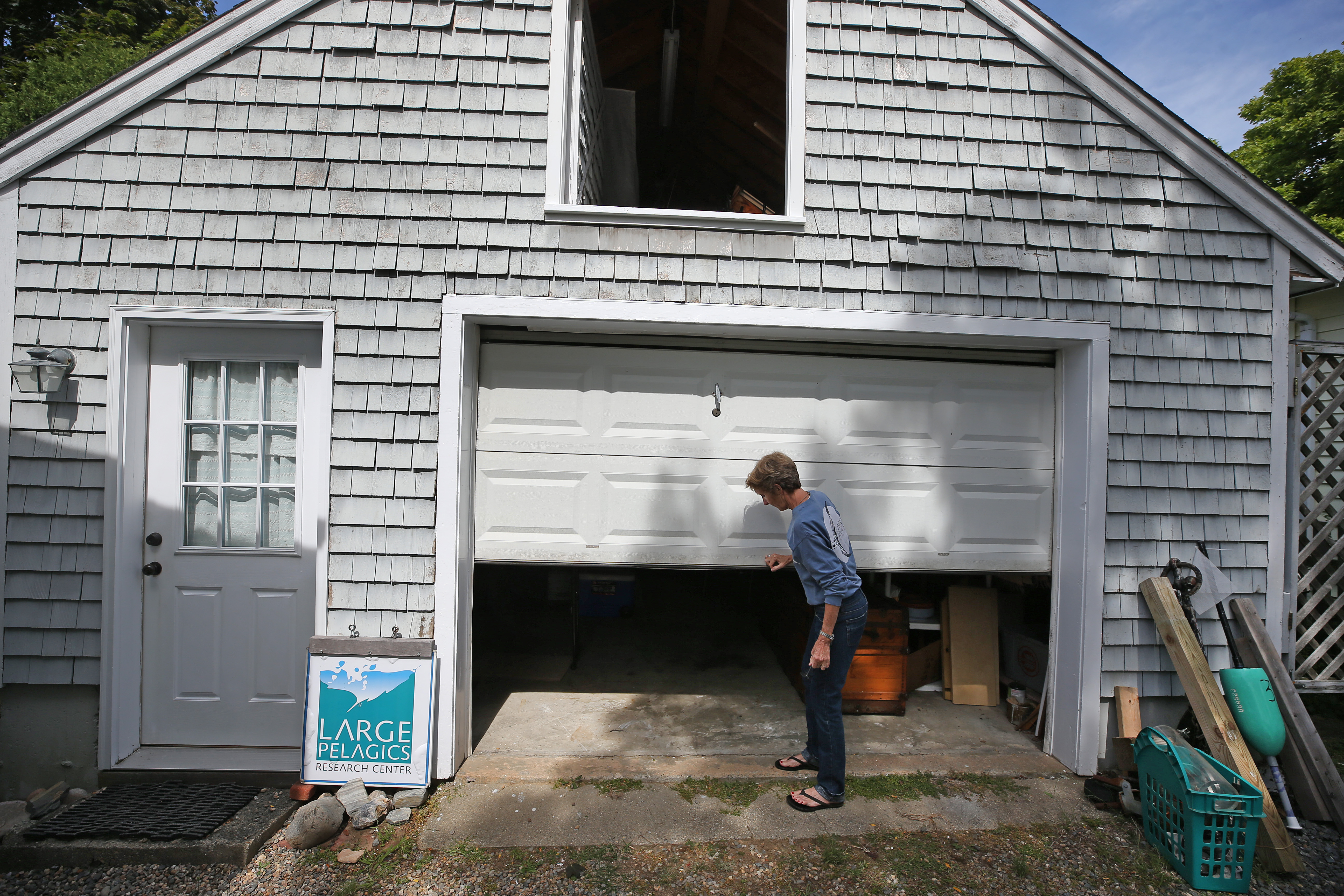 Molly Lutcavage closed the garage lab door.