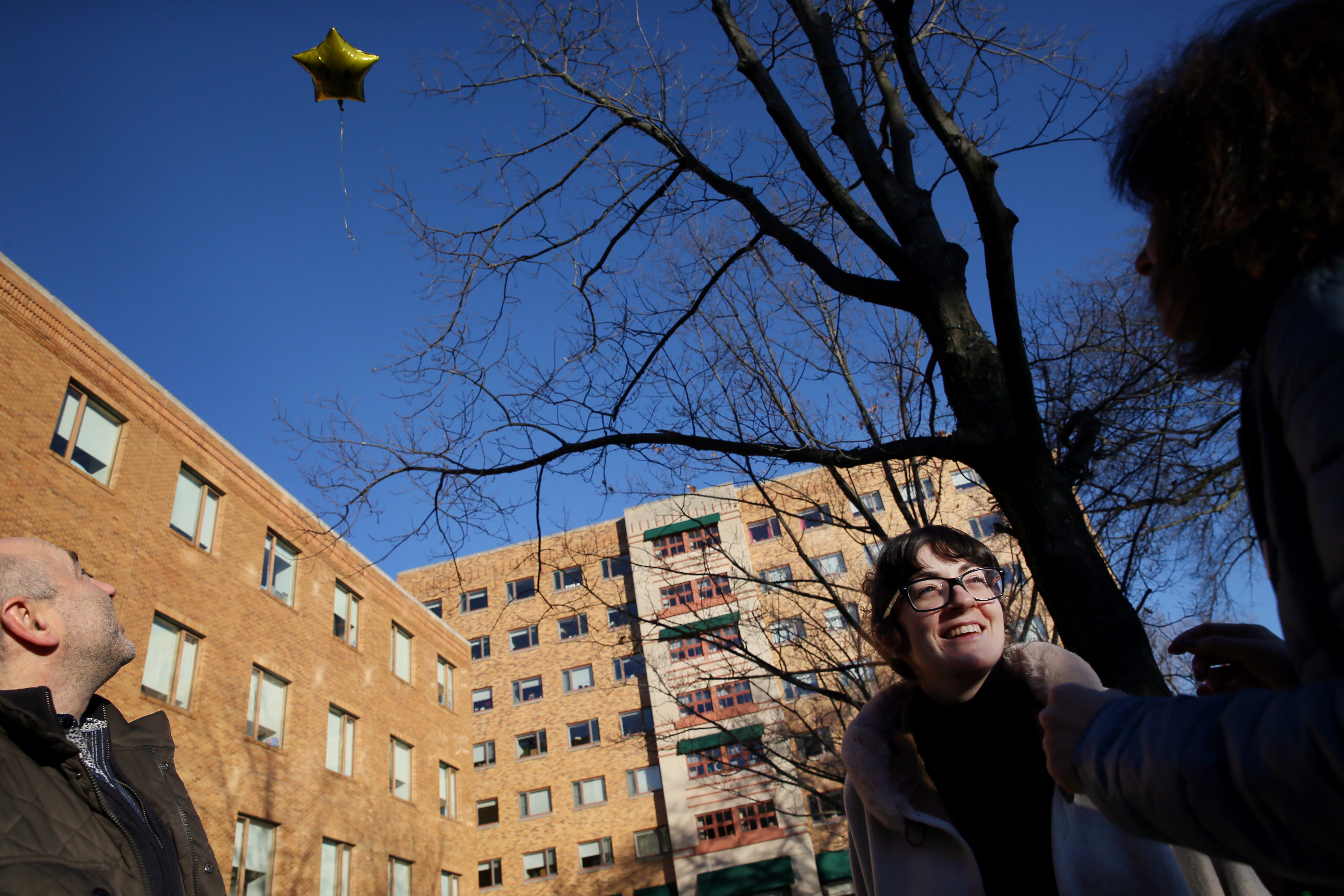 The Bandouil family released a balloon as they departed Spaulding Hospital in Cambridge, as a symbol of letting go of their struggles and departing Boston.