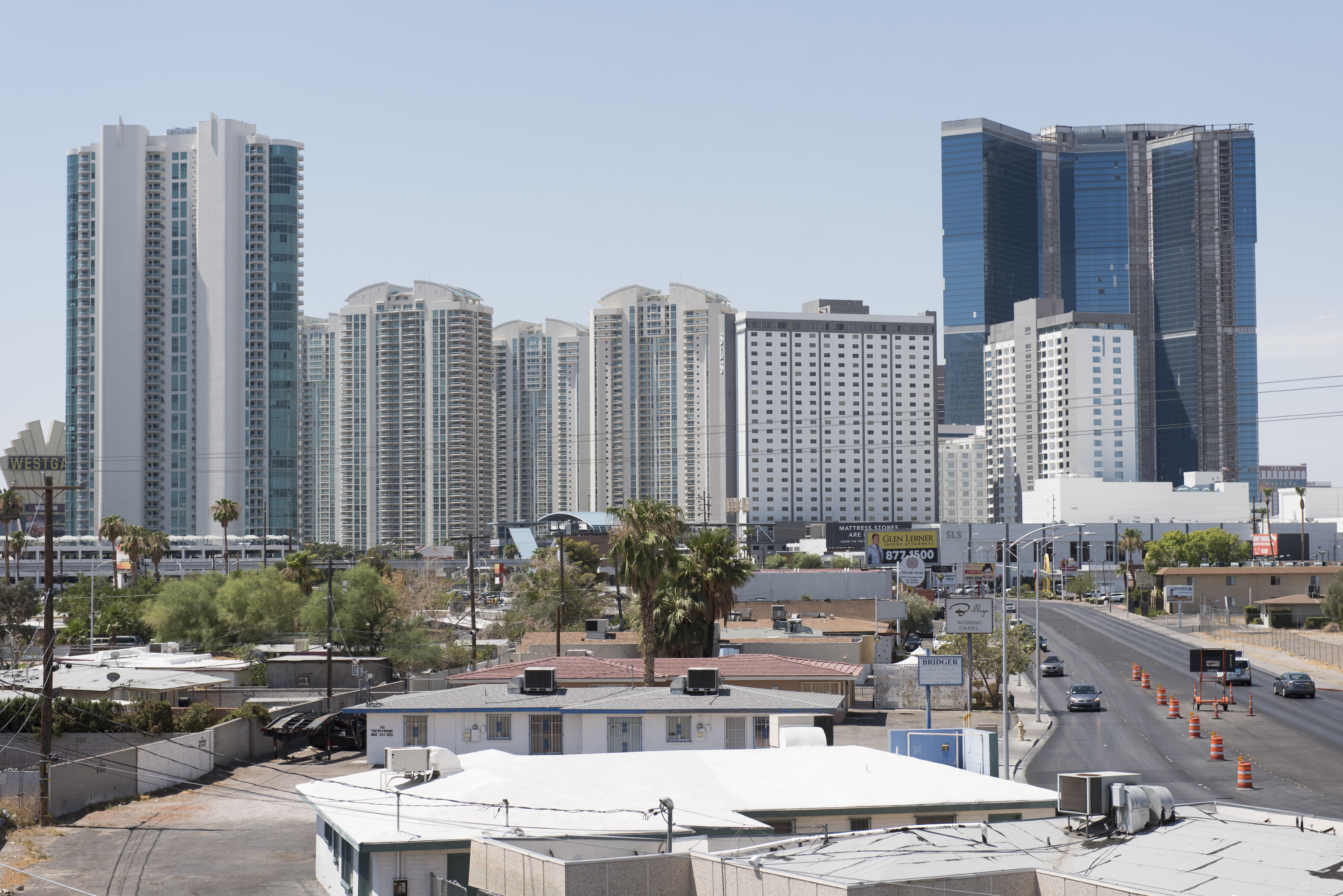 Hotels and condos along the Strip in Las Vegas.