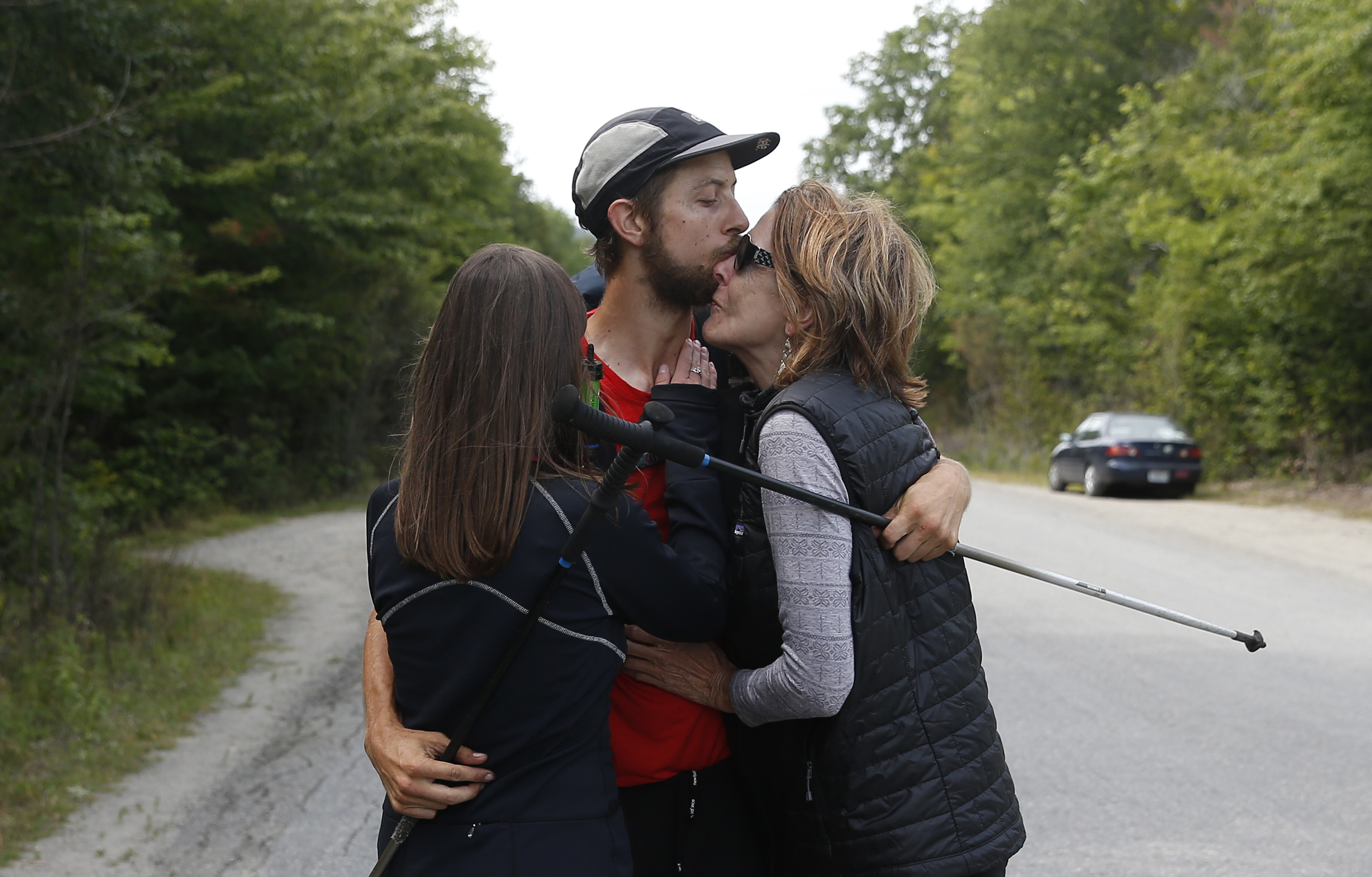 McConaughy greeted his mother and girlfriend after emerging at Abol Bridge.
