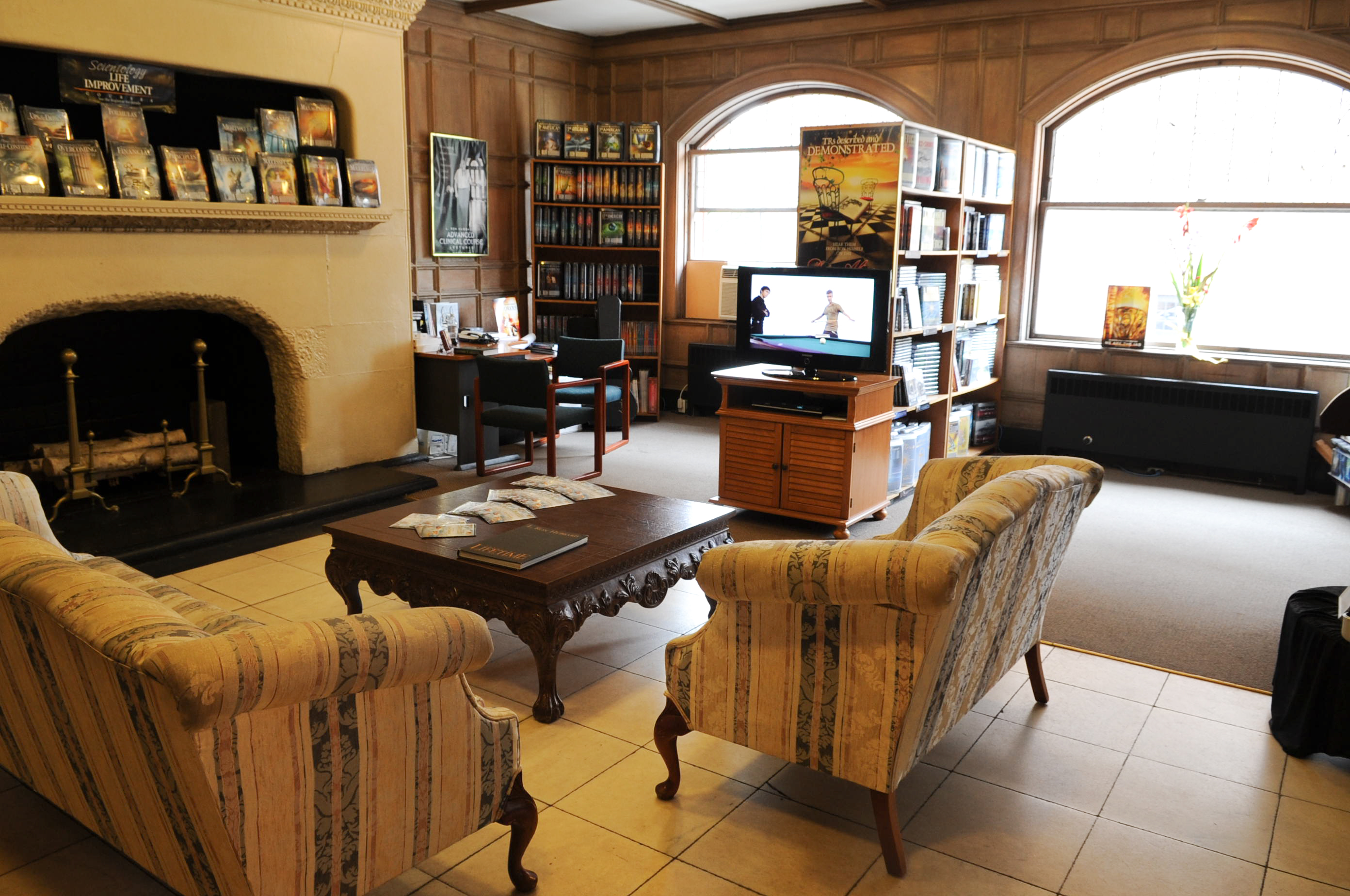 The reception area at the Hooper Mansion when it was the home of Boston’s Church of Scientology.