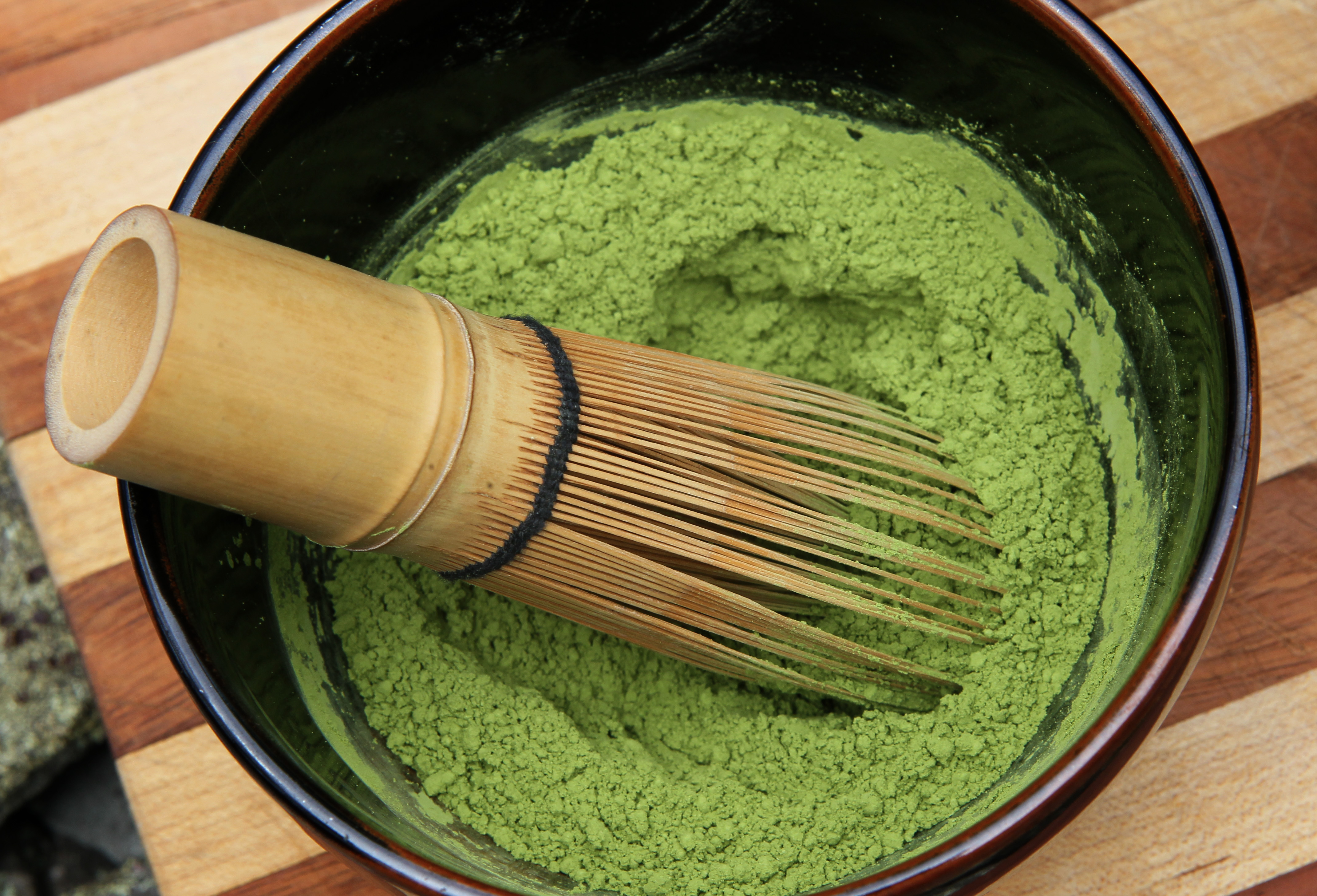 The traditional Japanese tea is made from ground-up whole leaves.