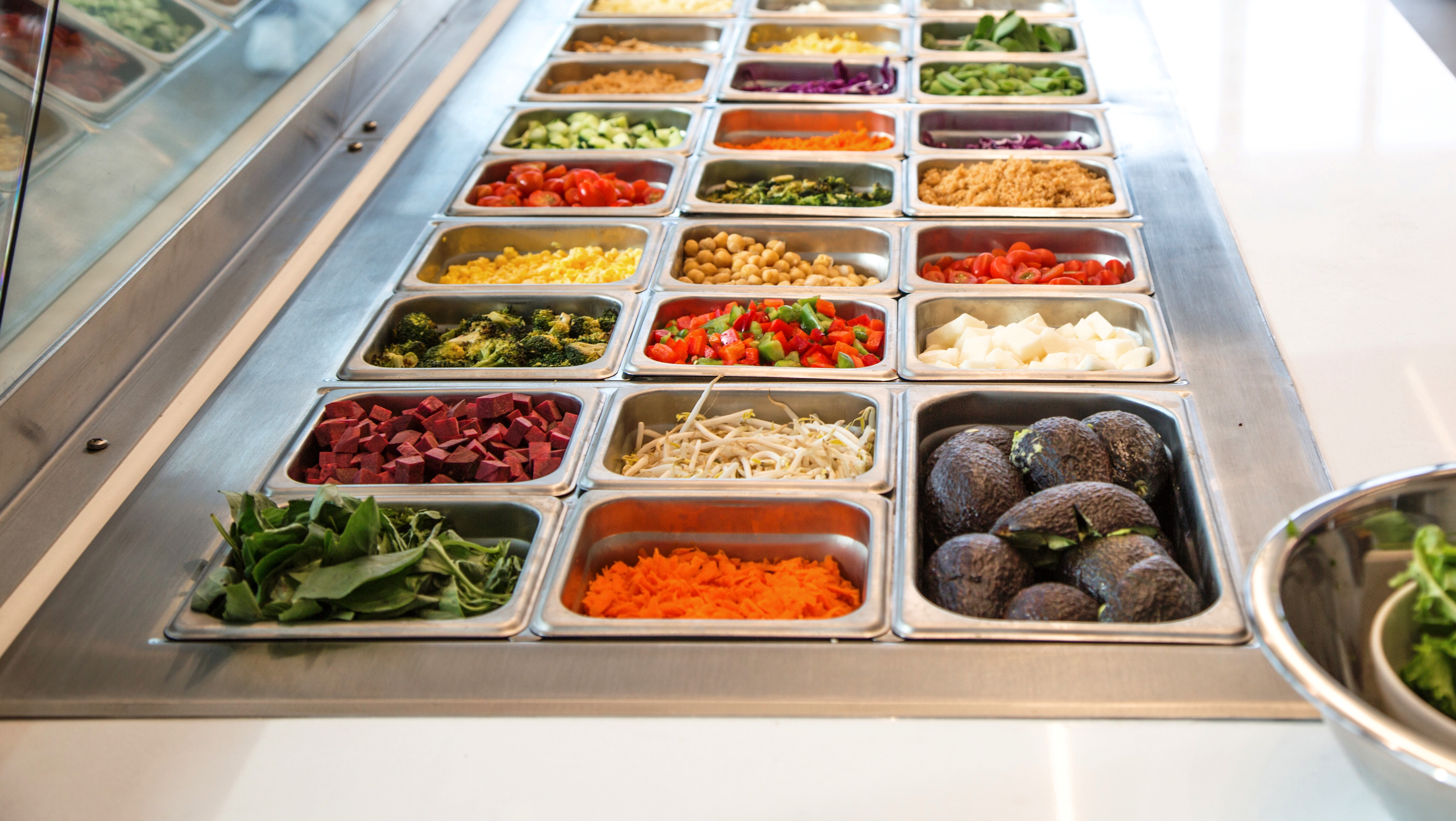 Salad mixings at the new Sweetgreen in Lynnfield.