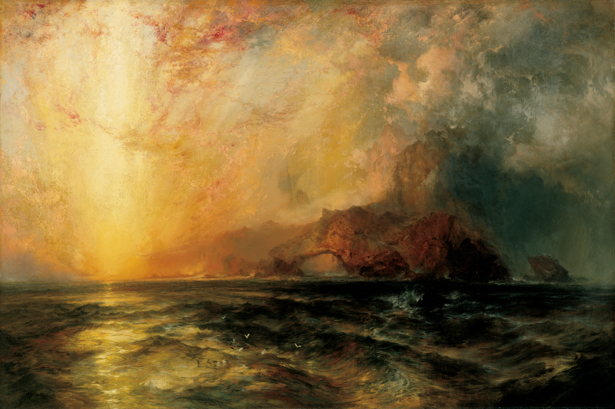 Thomas Moran, "Fiercely the red sun descending/Burned his way along the heavens,” 1875-1876.