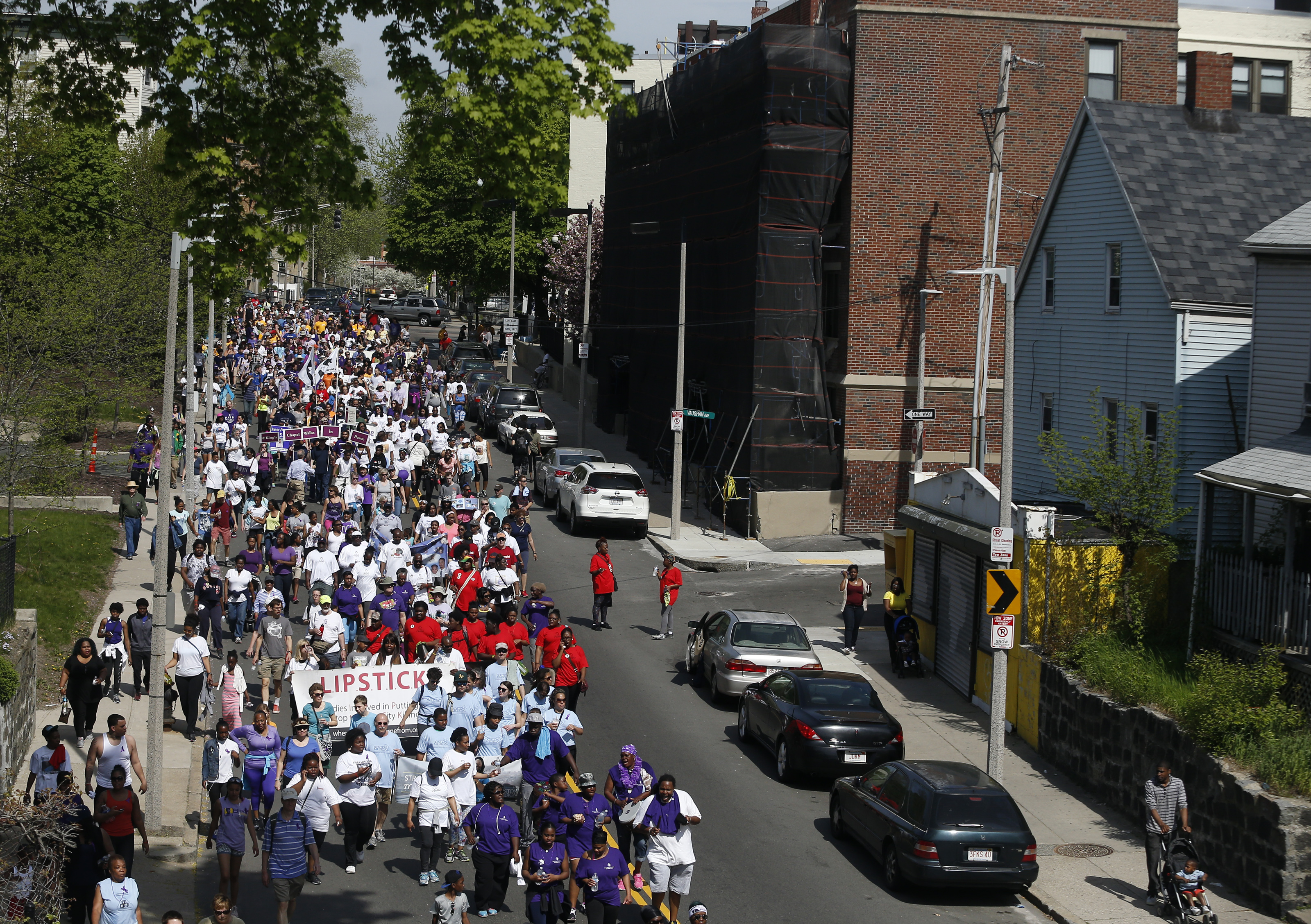 Marchers filled the street during the Mother's Day walk for Peace.