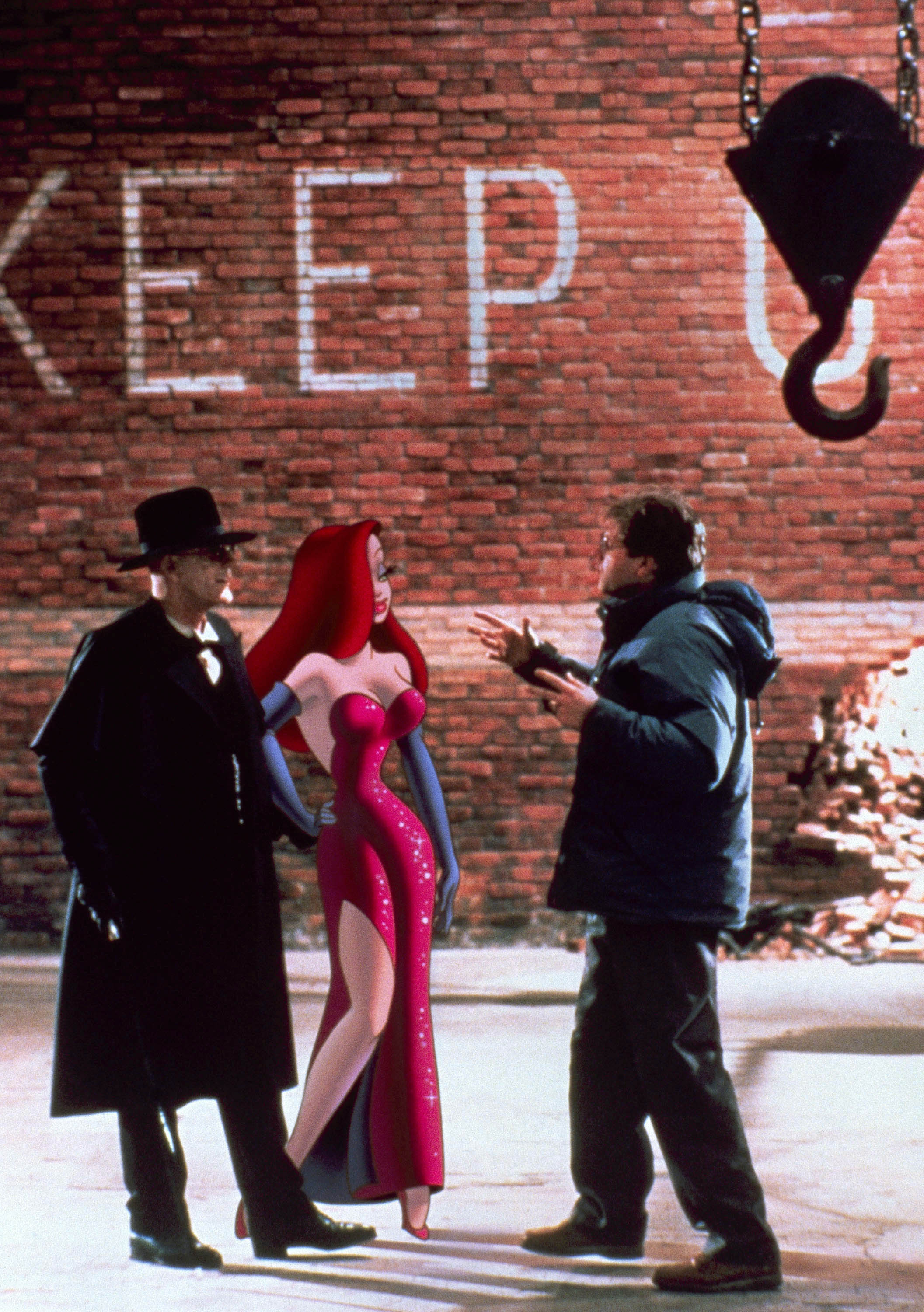 Jessica with Christopher Lloyd (left) and director Robert Zemeckis.