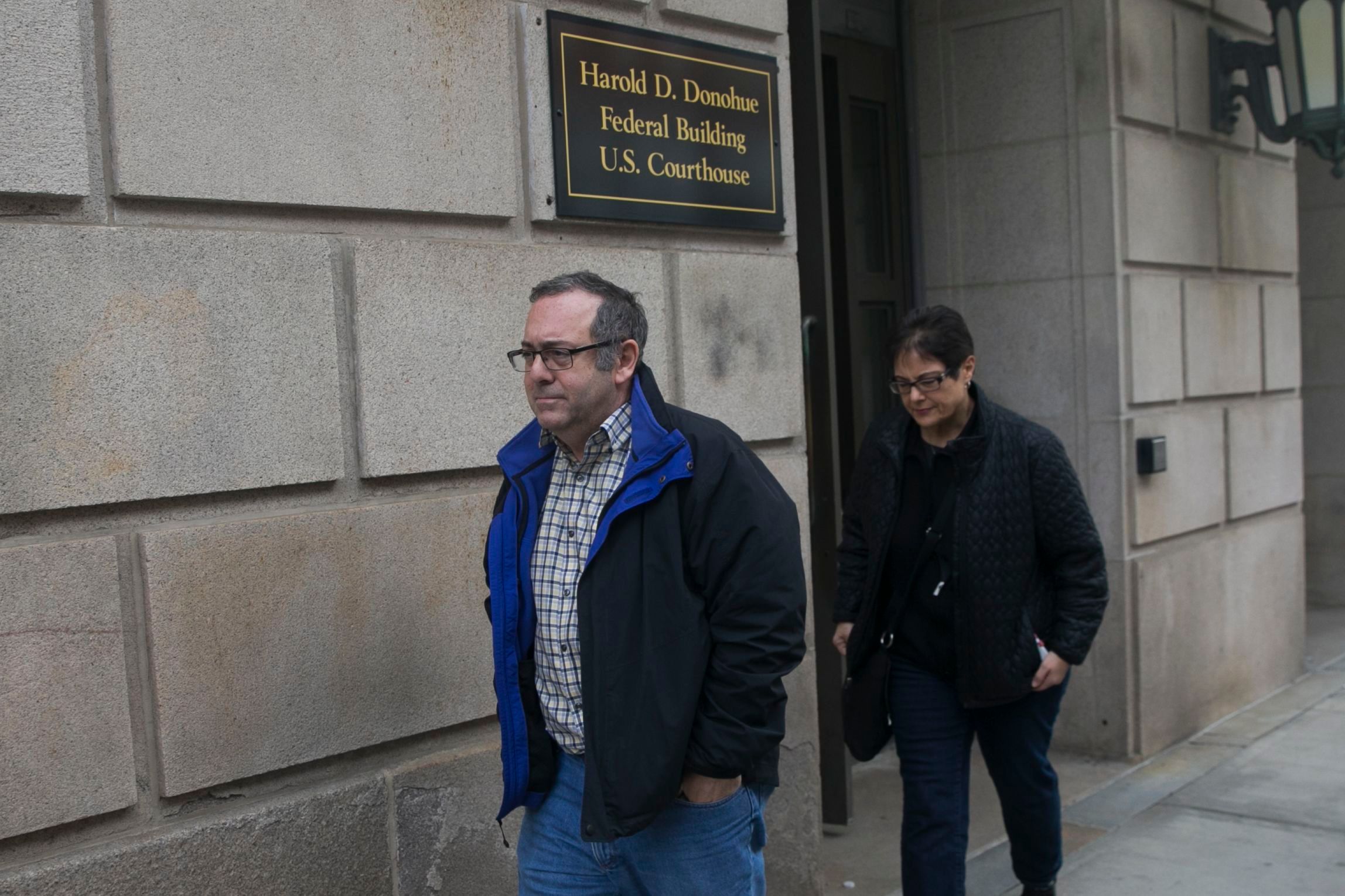 Stephen and Joyce Frisiello, parents of Daniel Frisiello, left the court house Thursday.