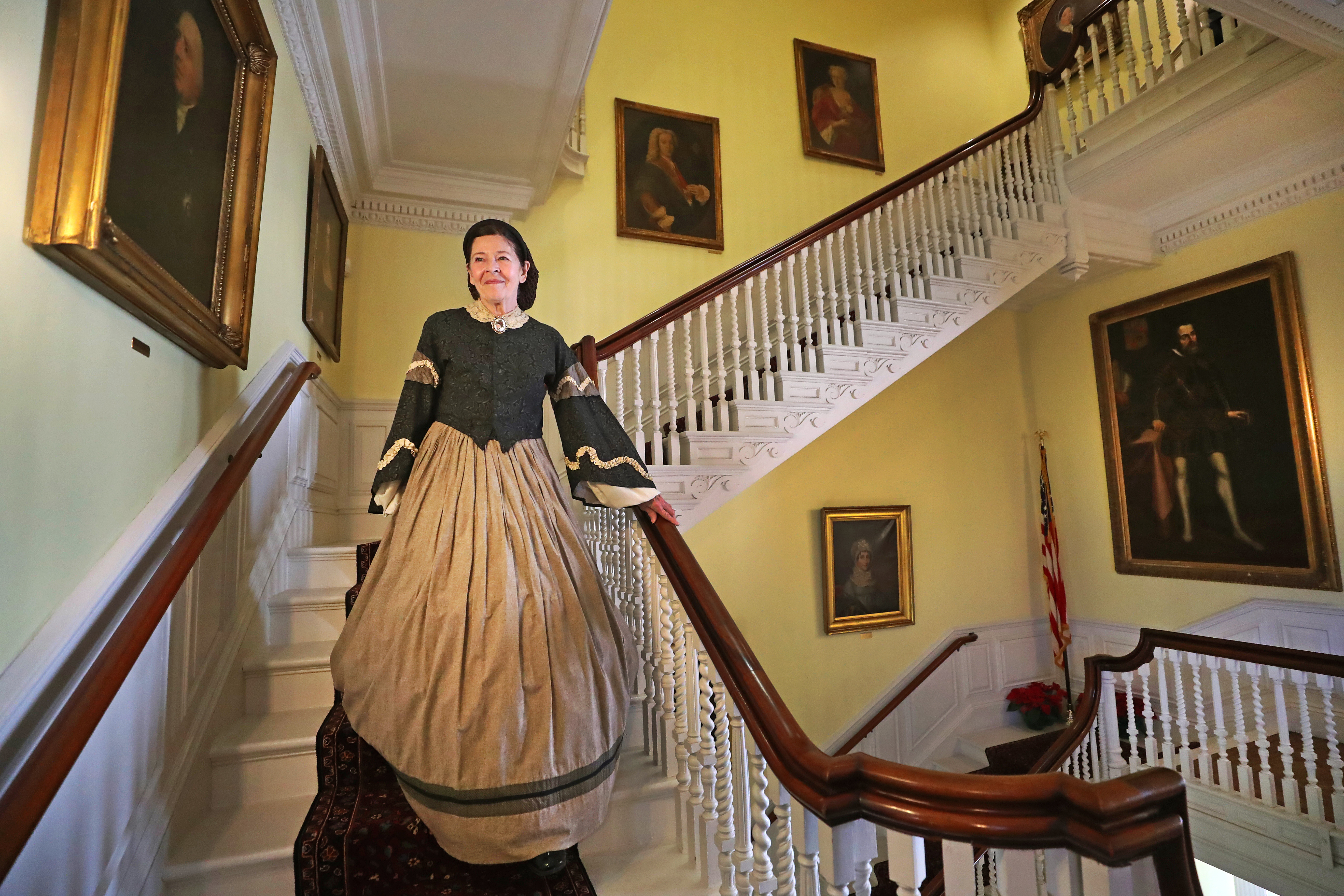Jan Turnquist, executive director of Orchard House, in period clothing.