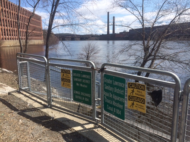 Outfall #004 of the Greater Lawrence Sanitary District on the Merrimack River in Lawrence.