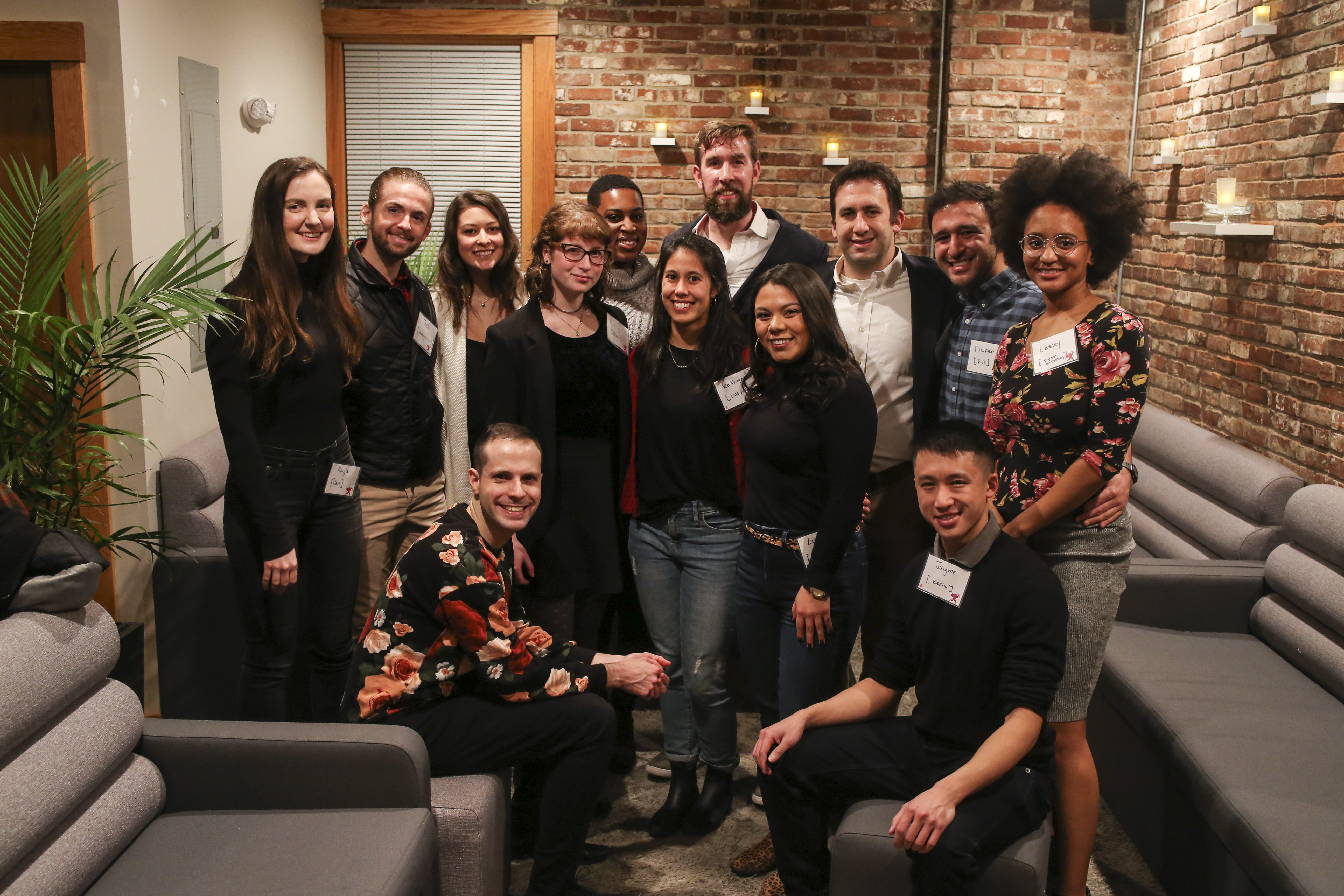 The Cupid alumni. Back row, from left: Kayla Mercuri, Josh Roberts, Jen Deahl, Ashley Slay, Kyle Crosby, Ben Raphel, Tucker Berk, and Lesley McGee. Center, from left: Emily Kanzer, Kathryn Peneyra, and Lydia Zepeda. Seated: Barry Epstein and Jayme Lee.