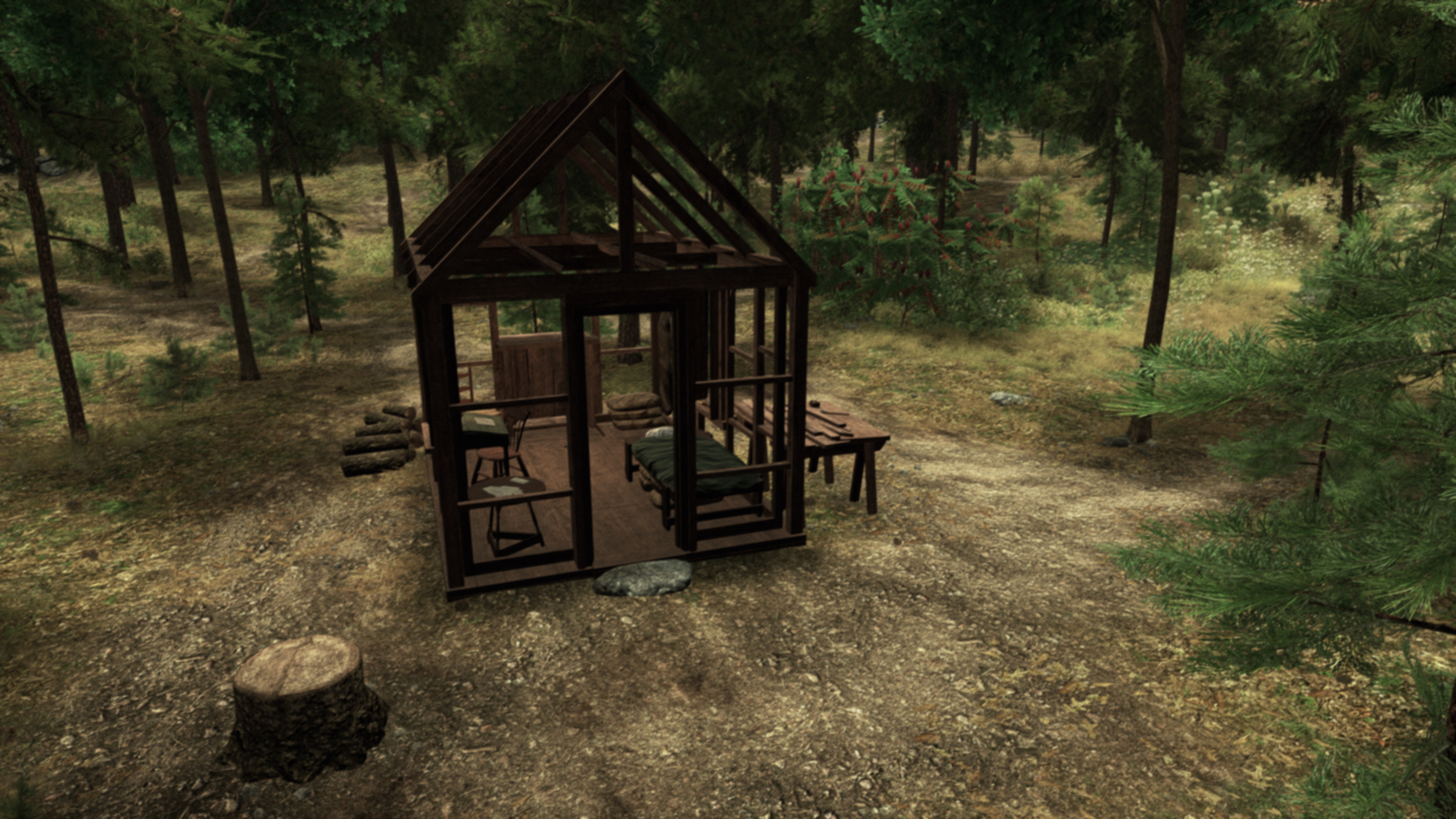 Thoreau's log cabin in "Walden, A Game," by Tracy Fullerton.
