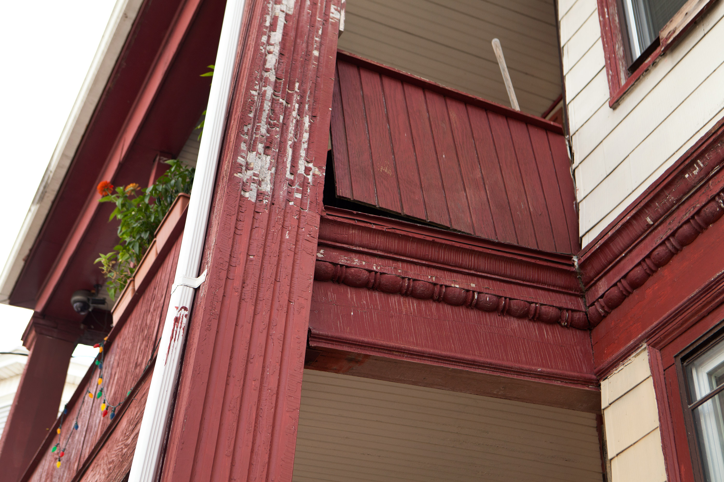 A porch was in danger of imminent collapse on Linden Street in Allston.