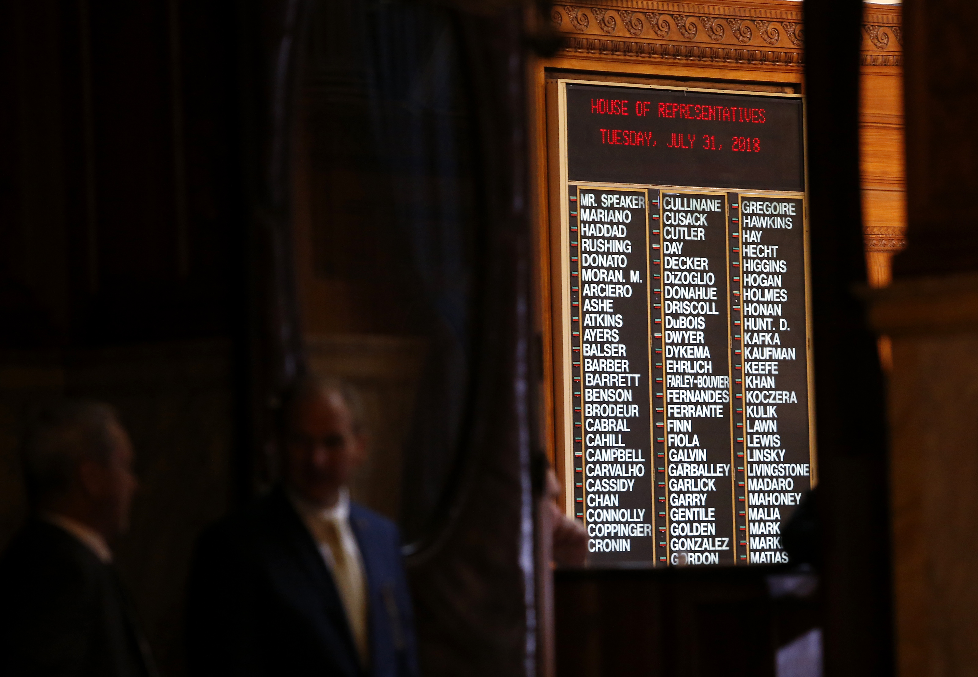House lawmakers were listed on the board Tuesday, the last day of the session.