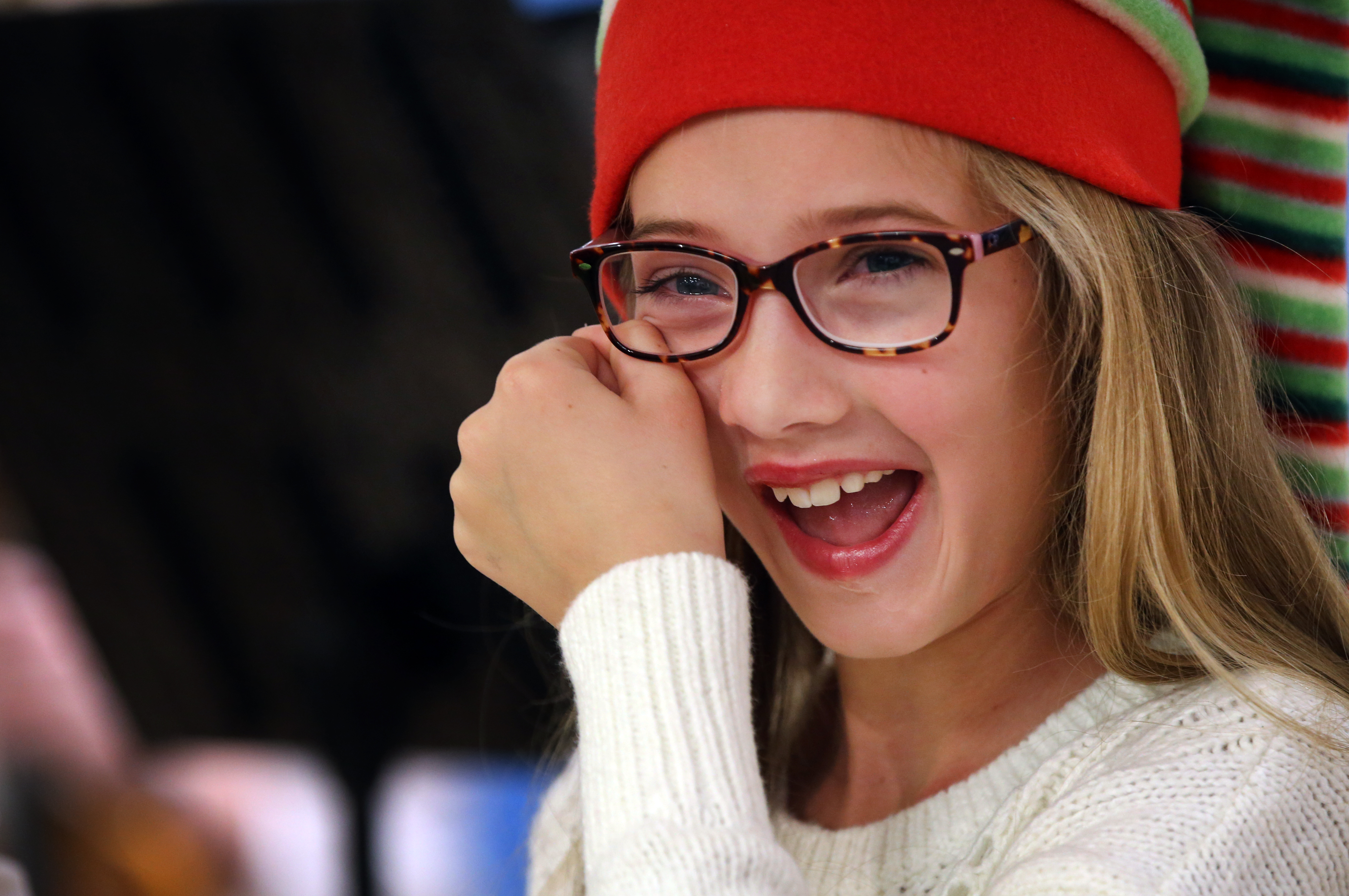 Sophie shared a laugh with her violin instructor Carolyn Bever.