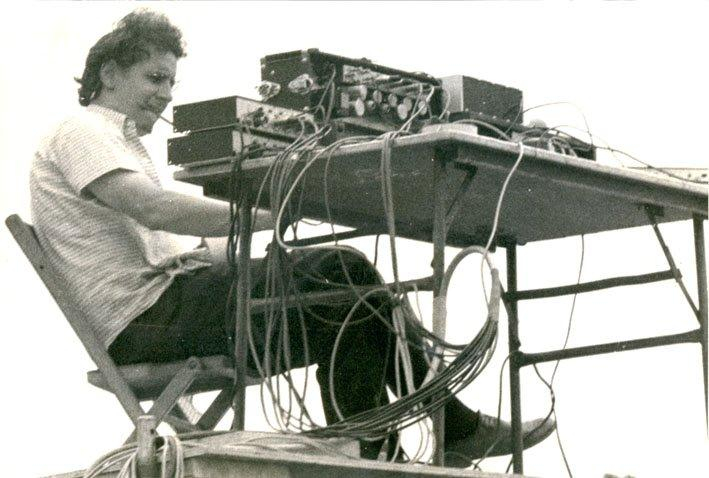 Medford native Bill Hanley at the mixer that fed sound to an estimated 500,000 at the Woodstock festival in 1969.