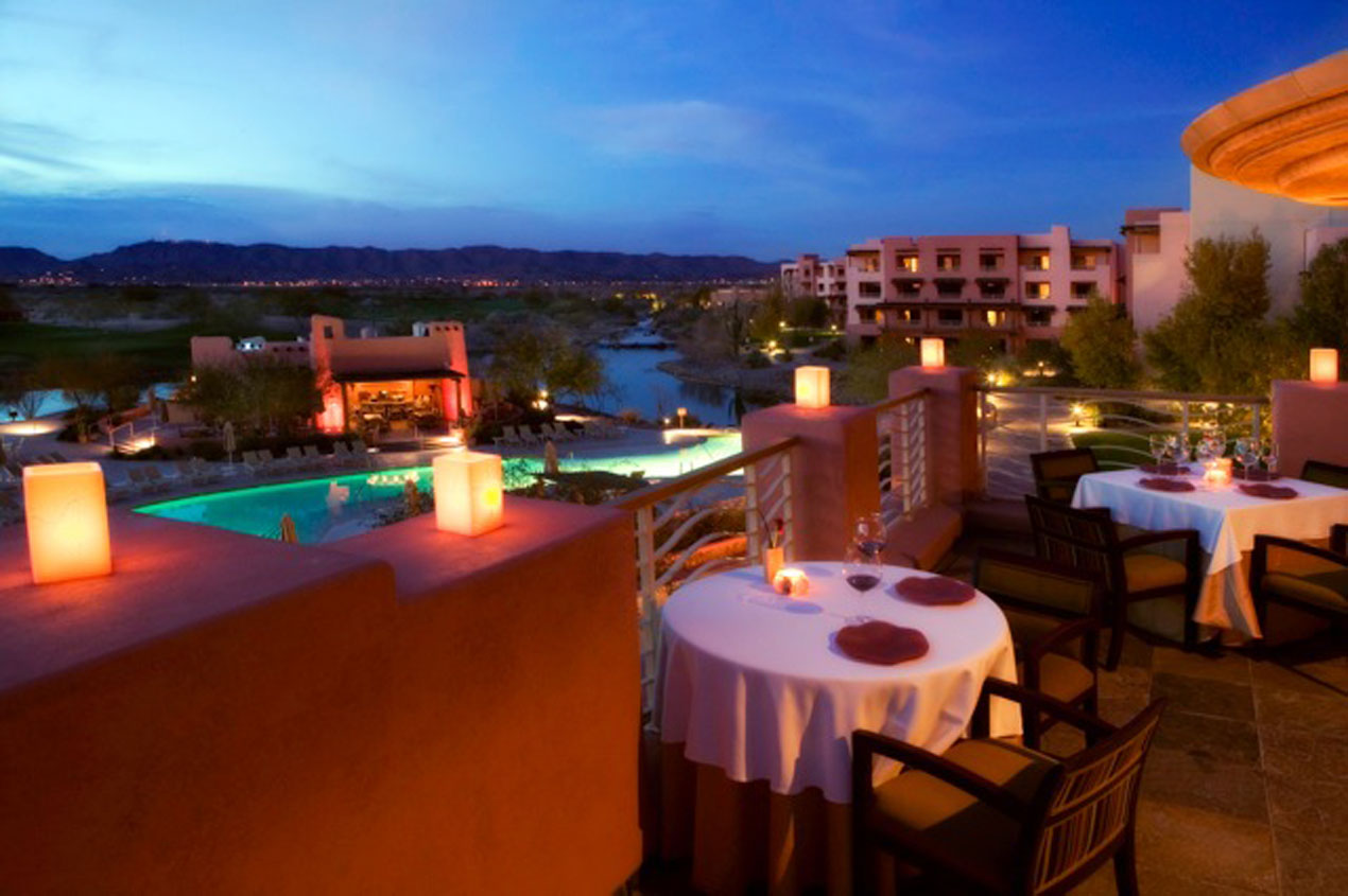 The patio of KAI restaurant at the Sheraton Wild Horse Pass Resort.