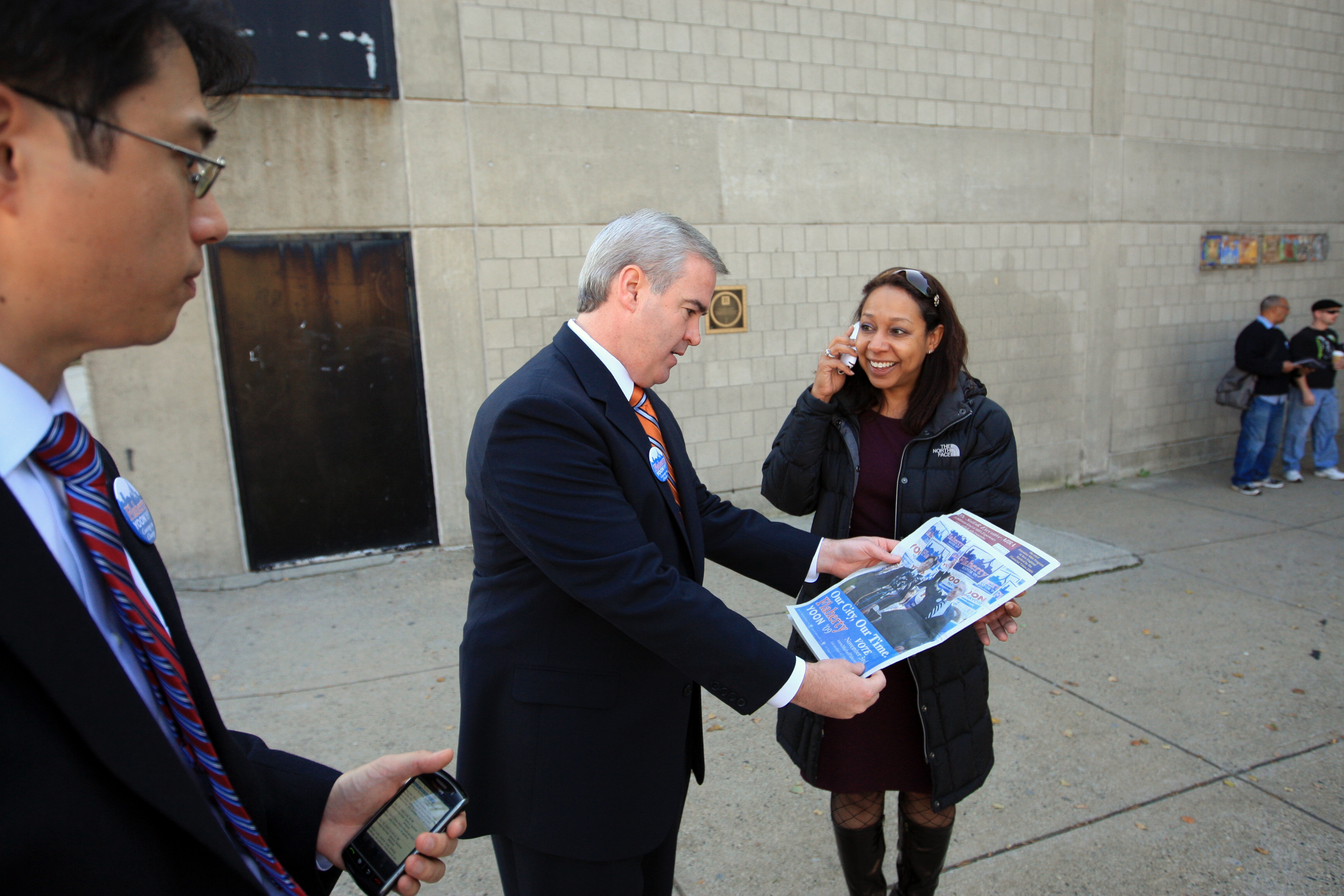 Natasha Perez (right) stood with Michael Flaherty (center) and Sam Yoon (left). 