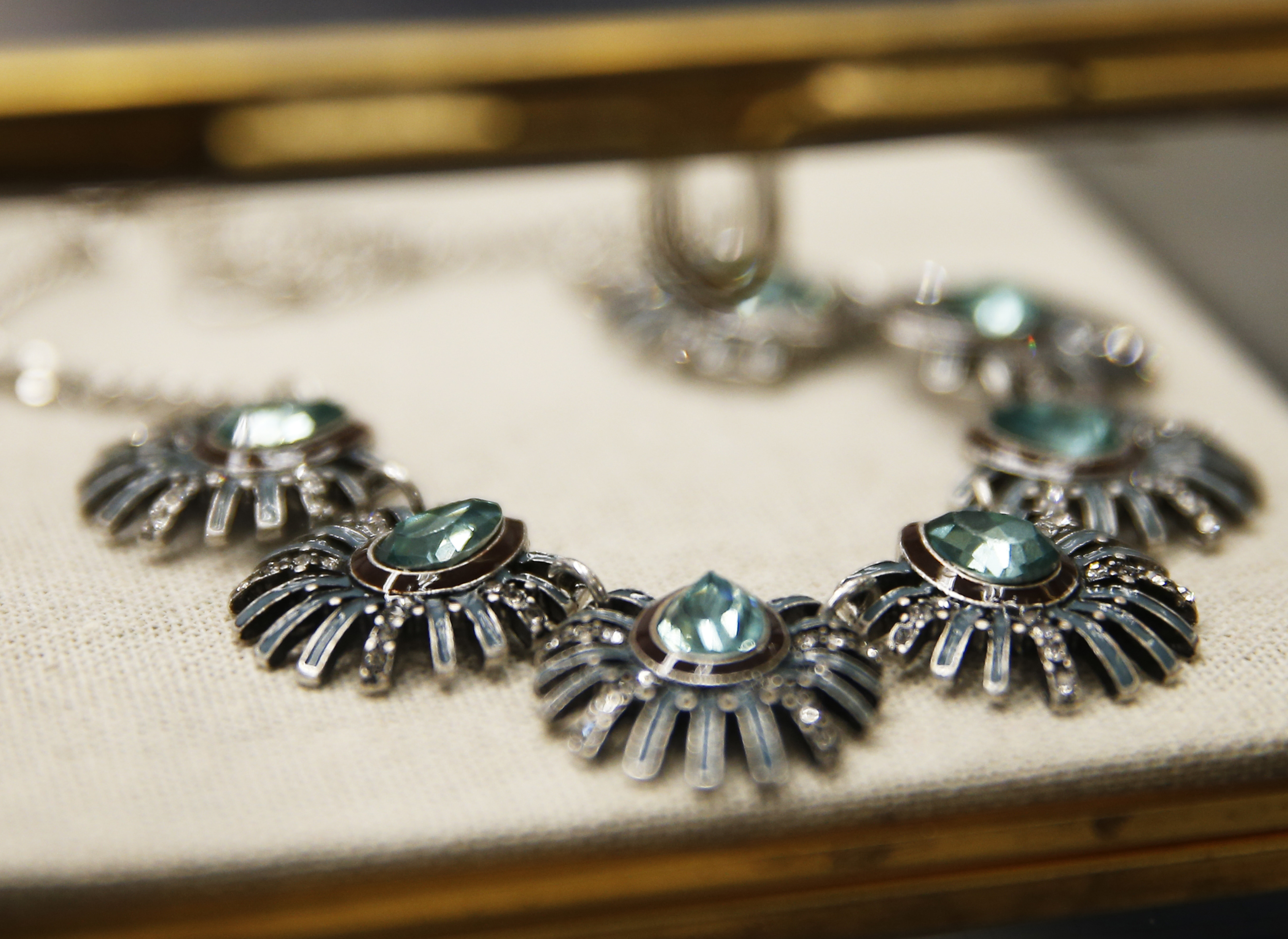 A necklace that is available to rent is on display at the Le Tote studio inside Lord & Taylor.