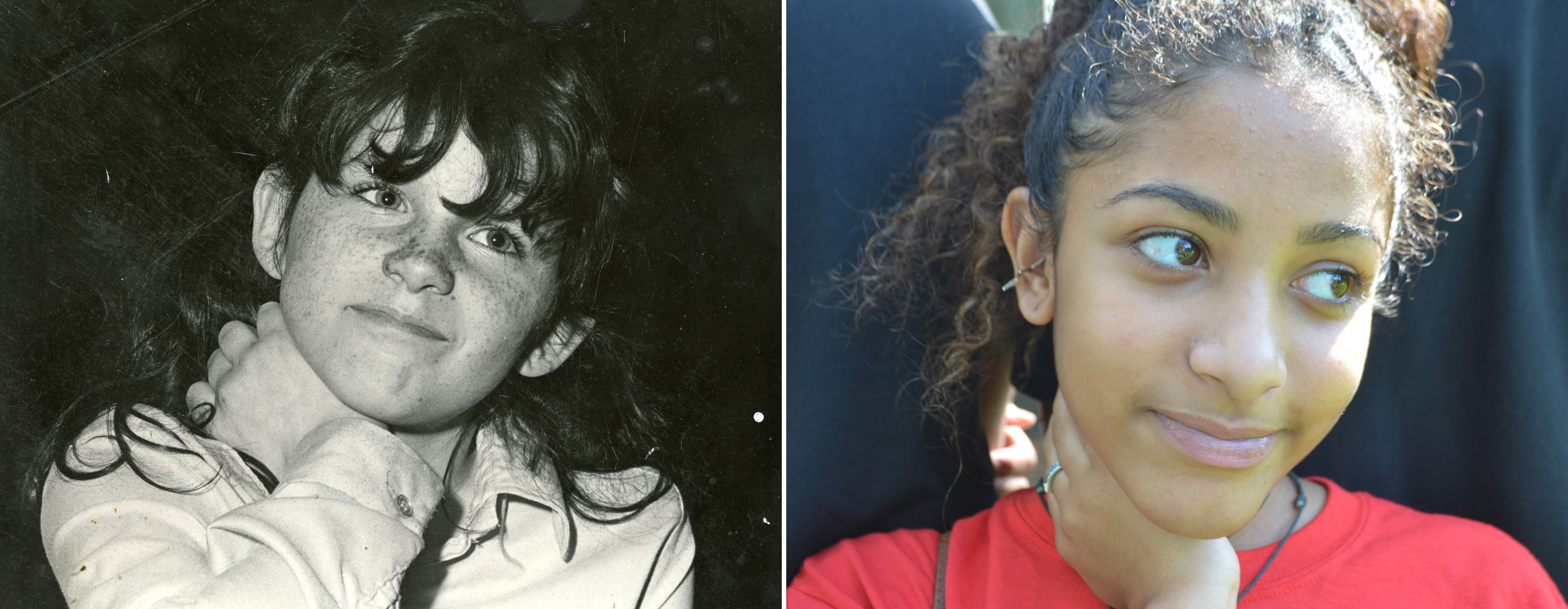 Bianca Mercado (right) reenacts a photo of Karen Kehoe Beato.
