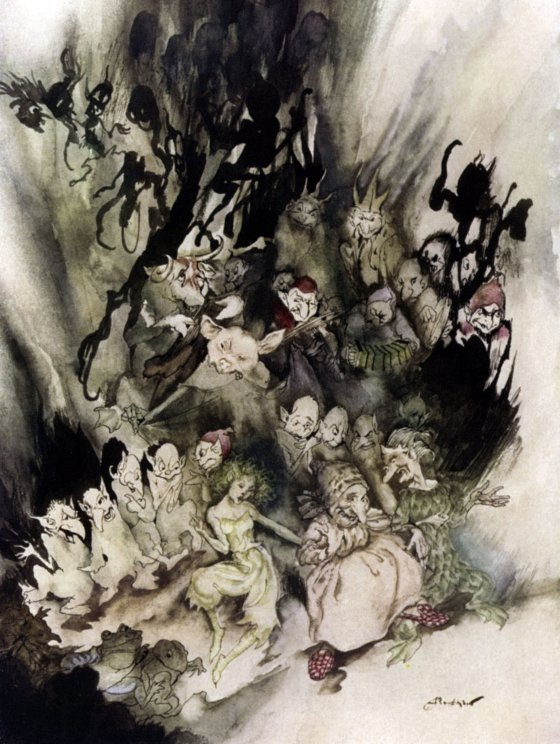 Henrik Ibsen’s Peer Gynt: The Dance of the Trolls. Illustration by Arthur Rackham, 1936