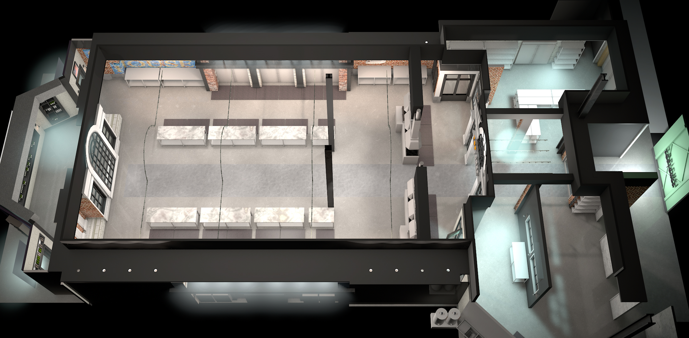 A computer rendering of the Top Chef Kitchen used in season 12.