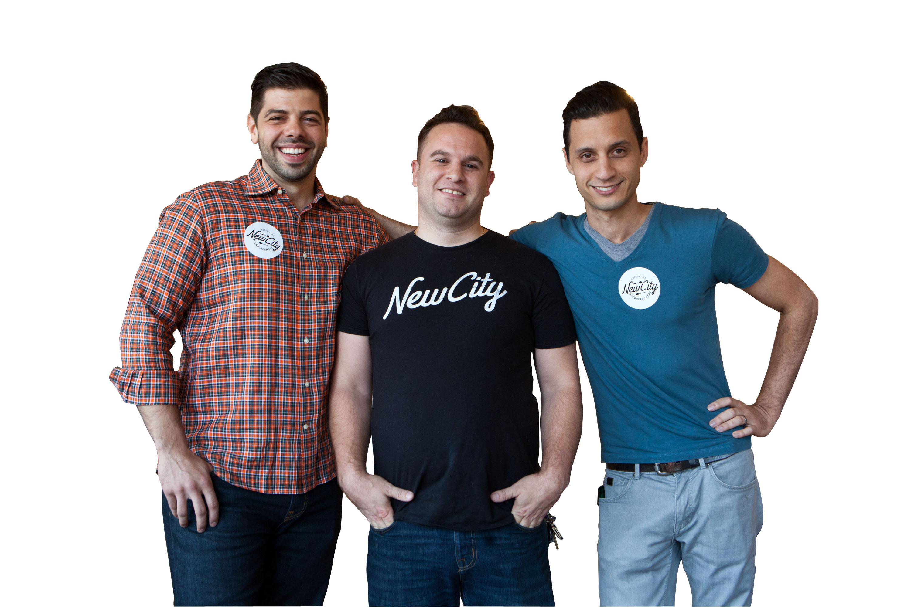 New City Microcreamery owners (from left) Michael Kasseris, Jason Kleinerman, and Karim El-Gamal.