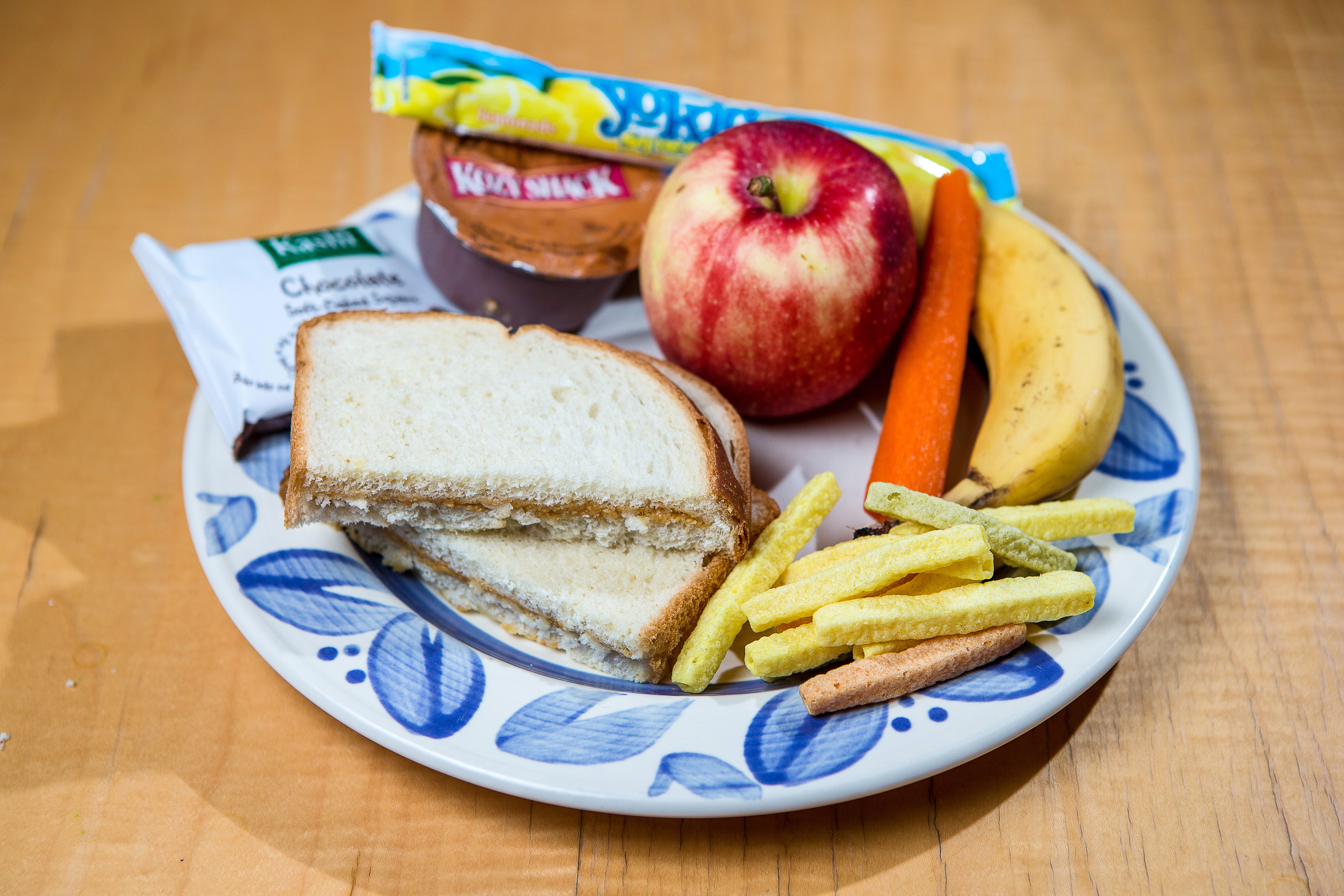 David and Liam Austin’s lunches from mom Colleen Scanlan look like this: peanut butter sandwich, brownie, pudding, yogurt, fruit, carrot, and veggie sticks.