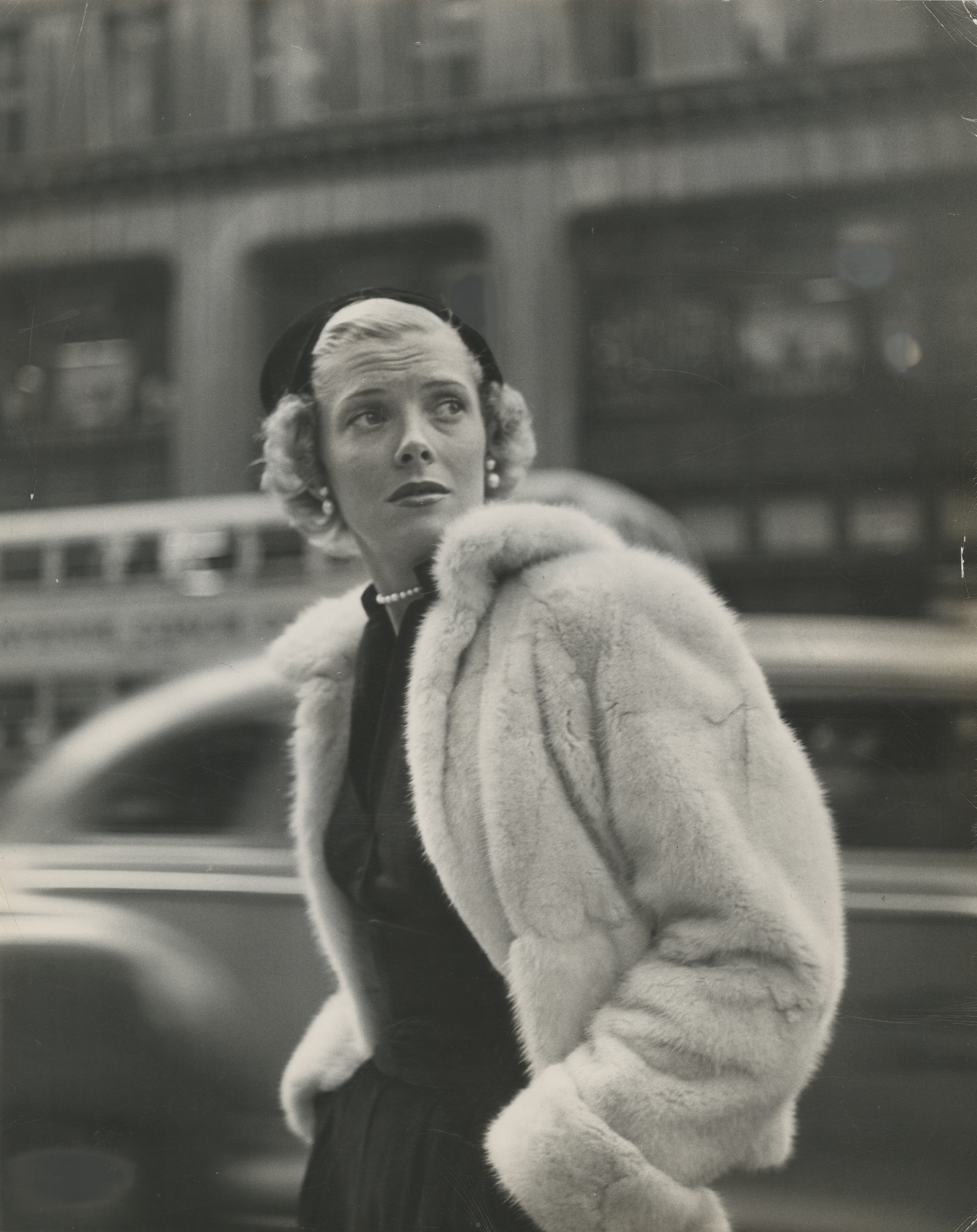 Gordon Parks, "Model Barbara Wood of New York wearing ivory colored muskrat jacket by Esther Dorothy," 1948