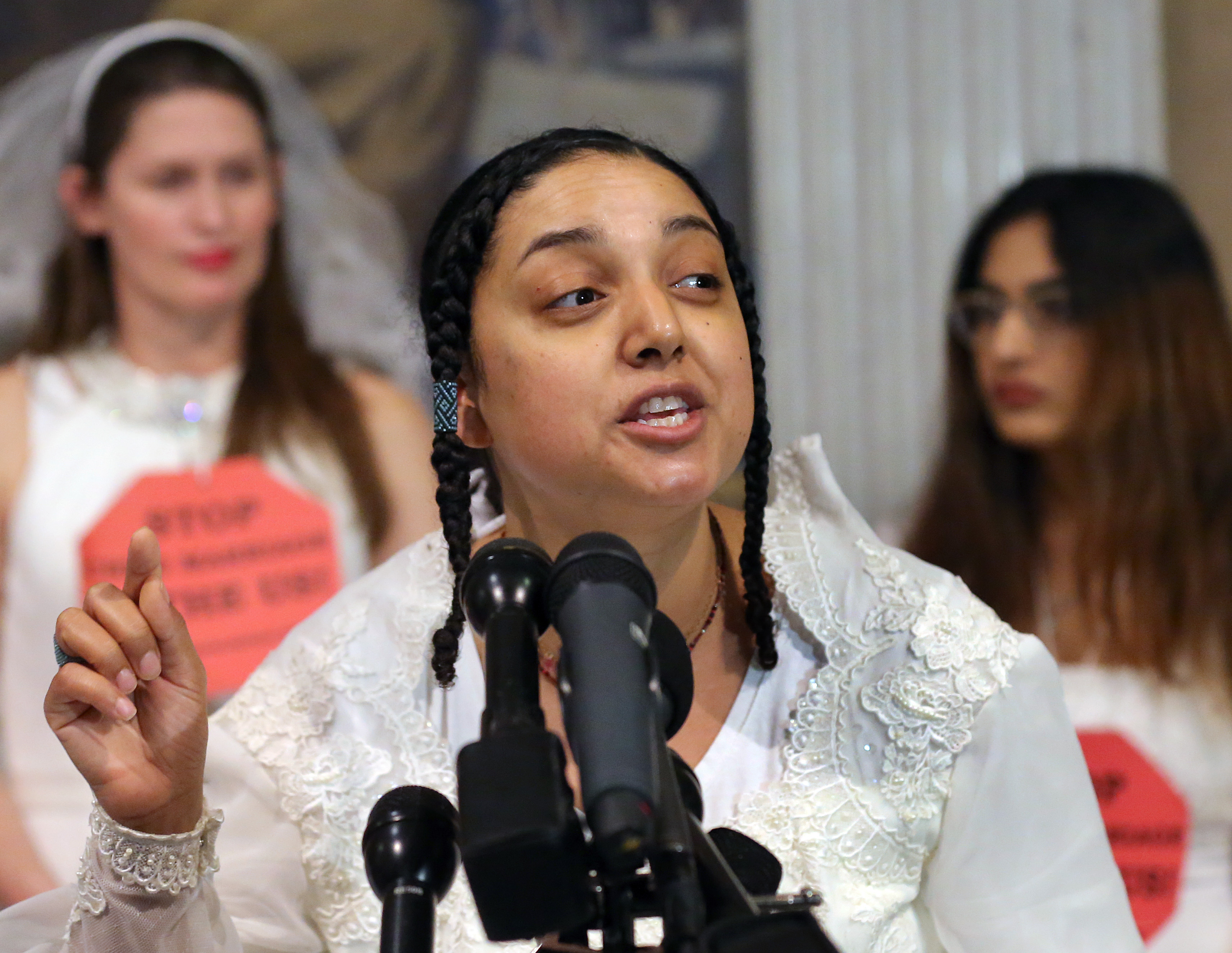 Tammy Monteiro spoke to the media on Wednesday at the Massachusetts State House.