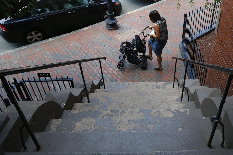 There are 54 stairs between the road and the condo.