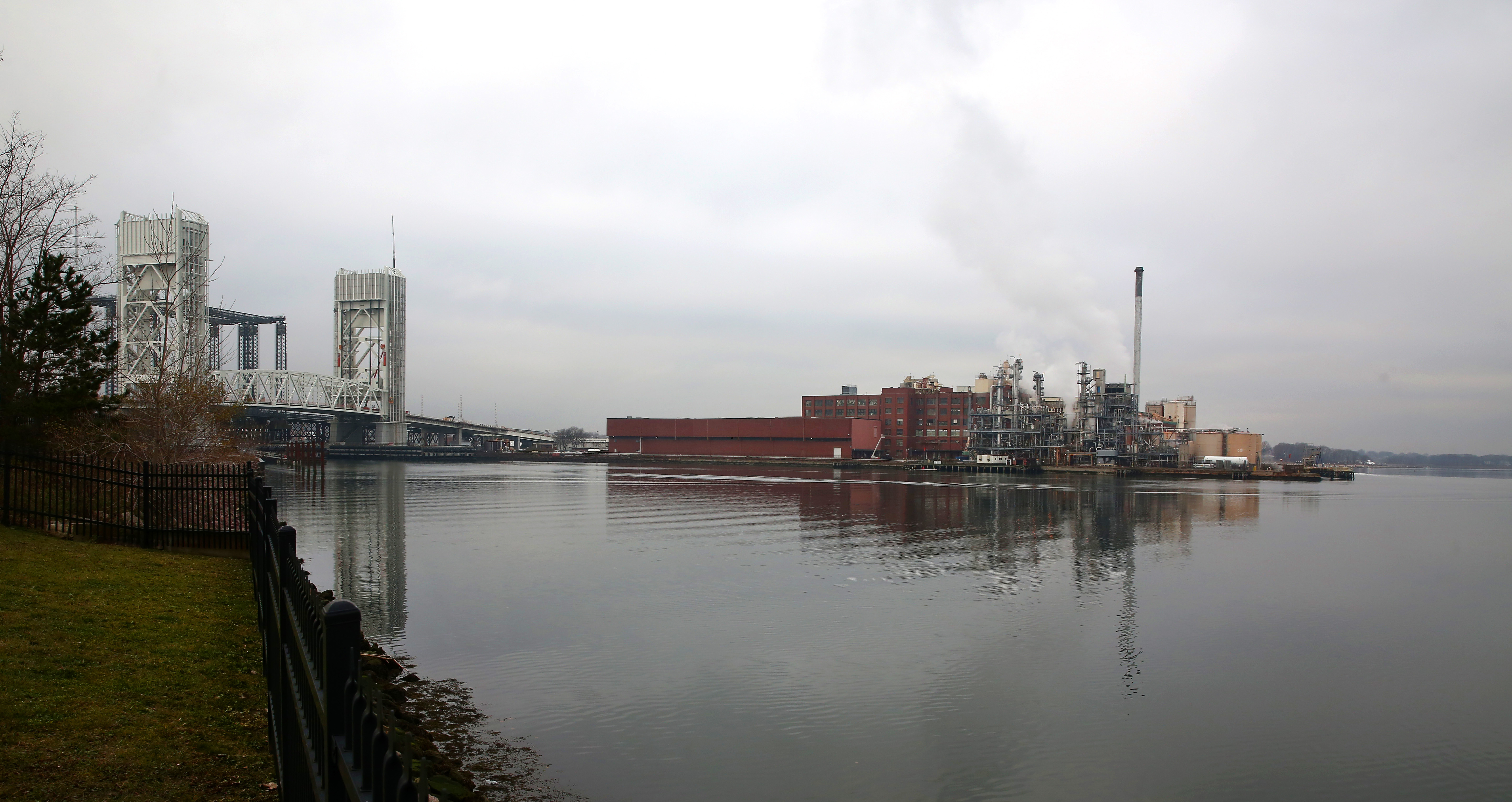 The Fore River Bridge, left, and this existing plant are near the land proposed to be the site of a gas compressing station
