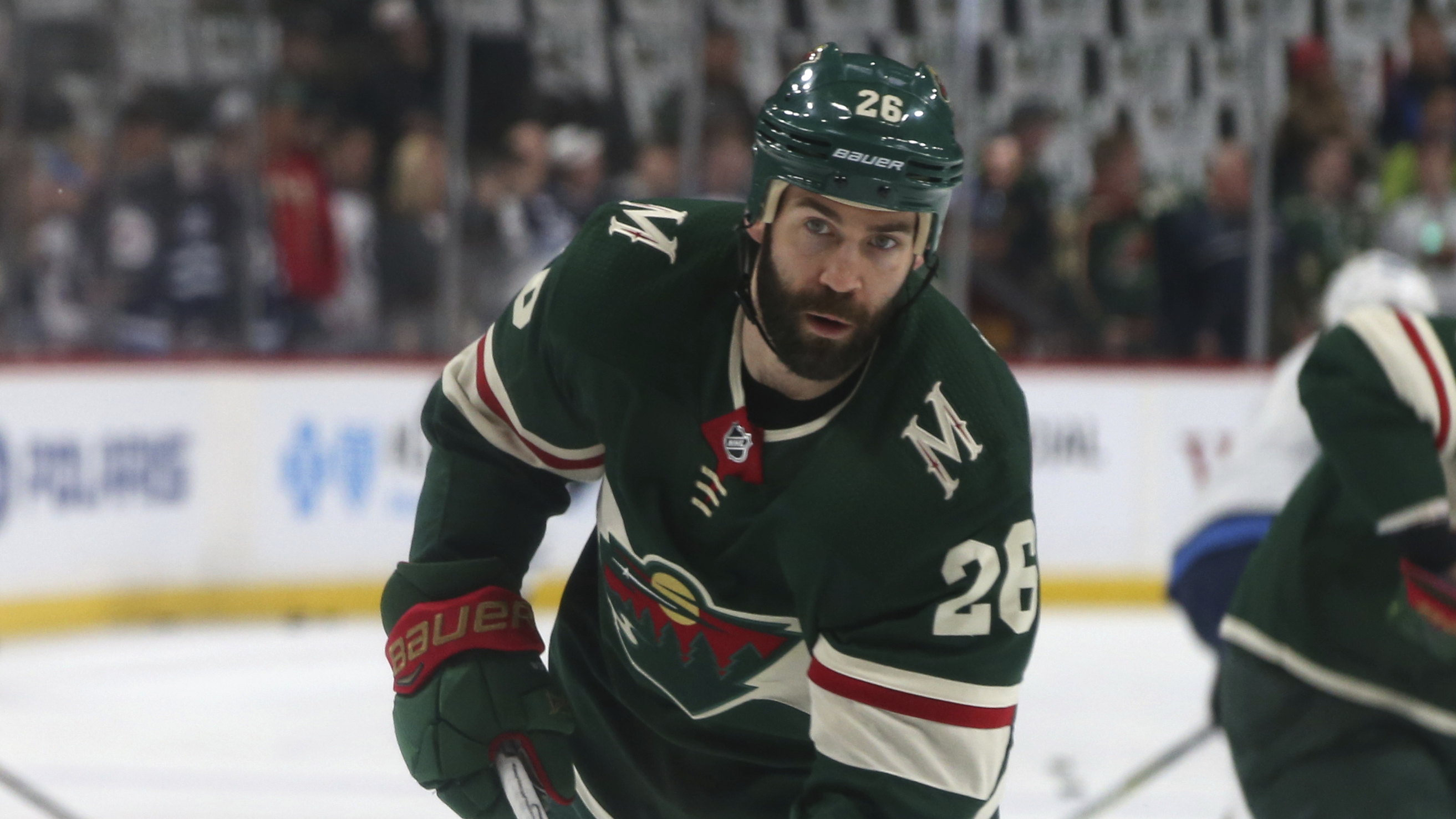 Daniel Winnik, seen last season with the Minnesota Wild, joined the Bruins for their North American training camp. He has played in the NHL since 2007.