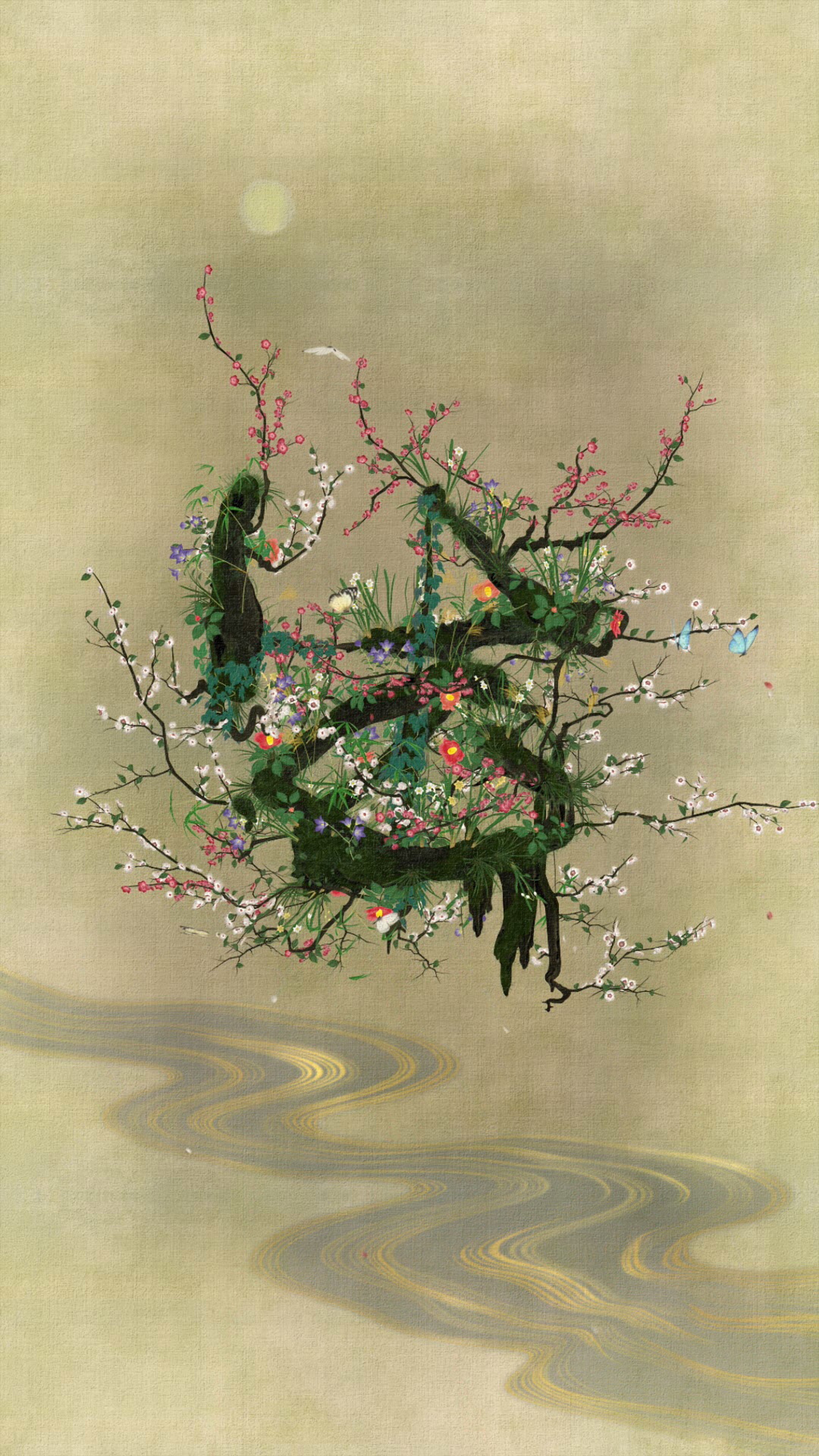 An image from “Life Survives by the Power of Life,” a digital animation outside the main gallery.