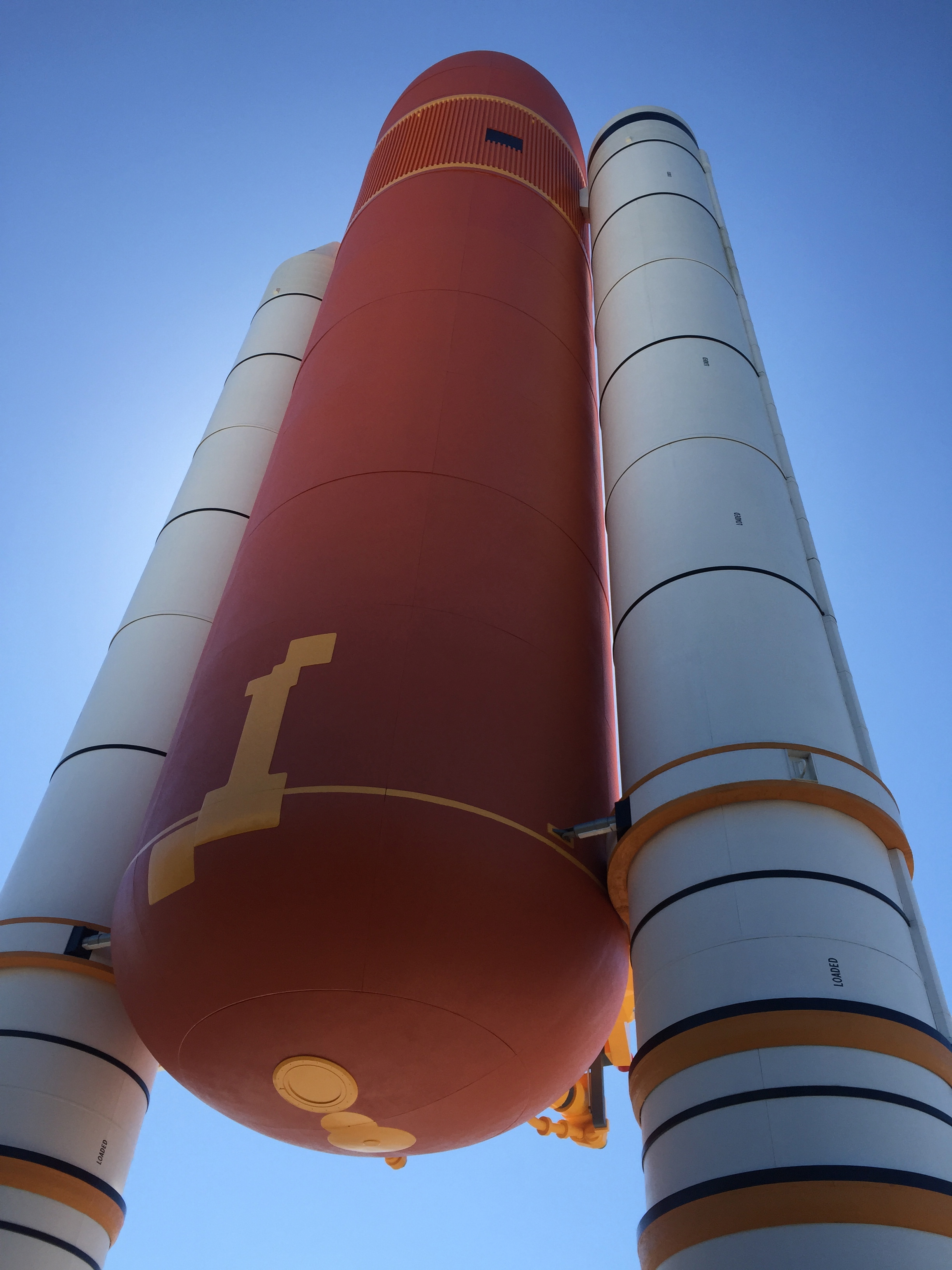 A solid rocket booster replica at Space Shuttle Atlantis Exhibit.