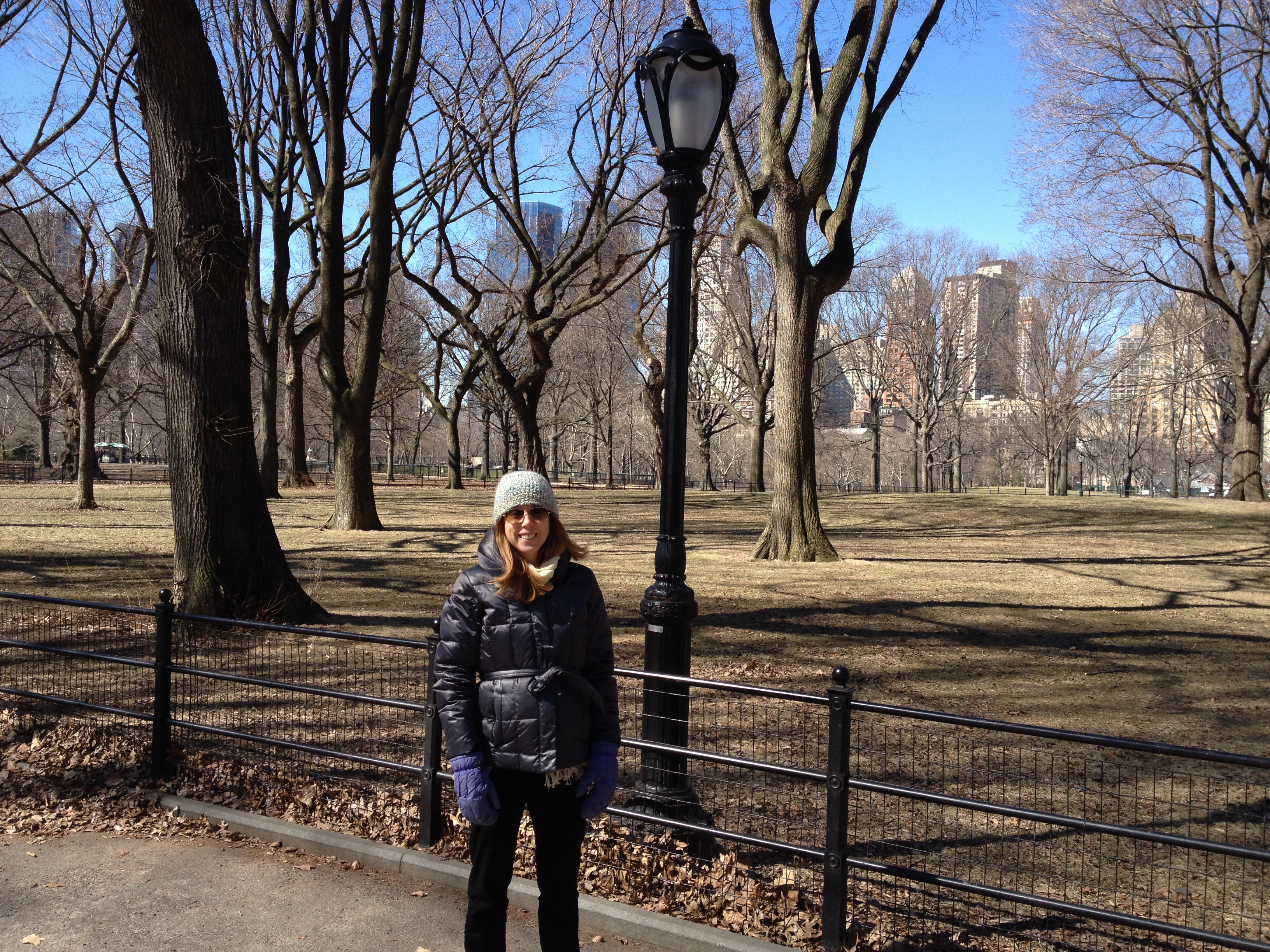 The author in New York’s Central Park on the babymoon she took during her third pregnancy.