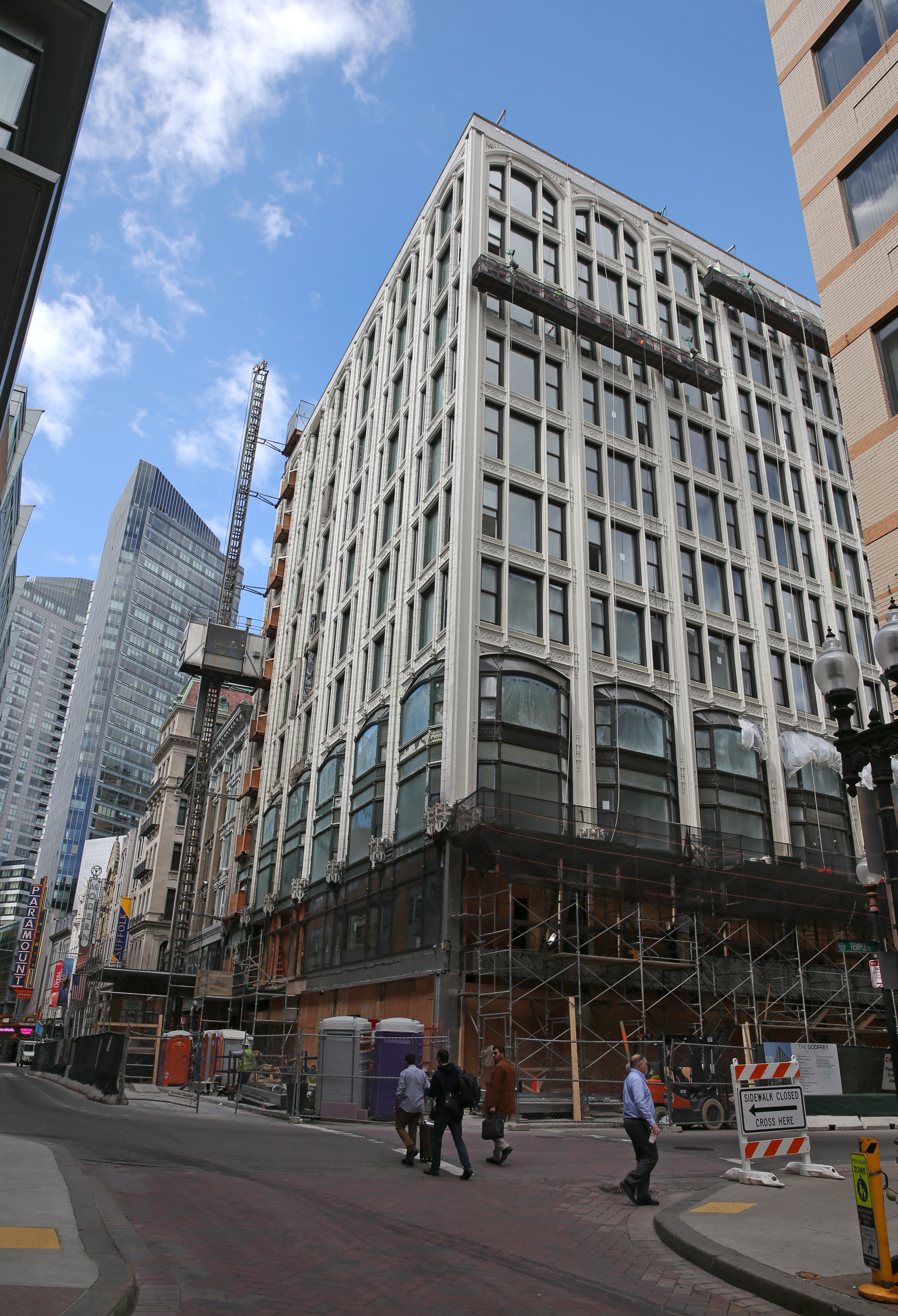 The Blake building at the corner of Washington Street and Temple Place.