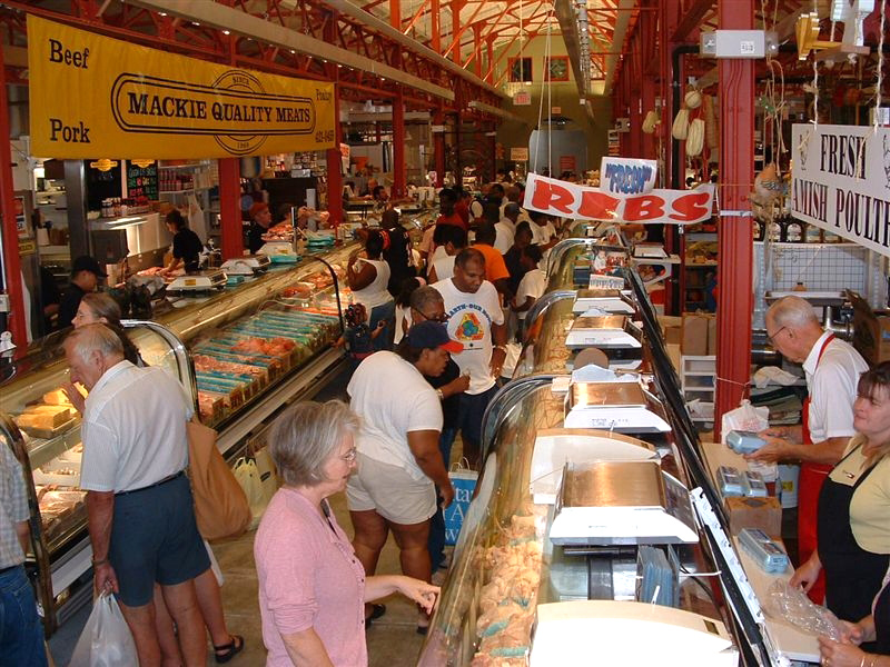 Findlay Market's endless butcher counters, many filled with sausages, speak to Cincinnati's German heritage.