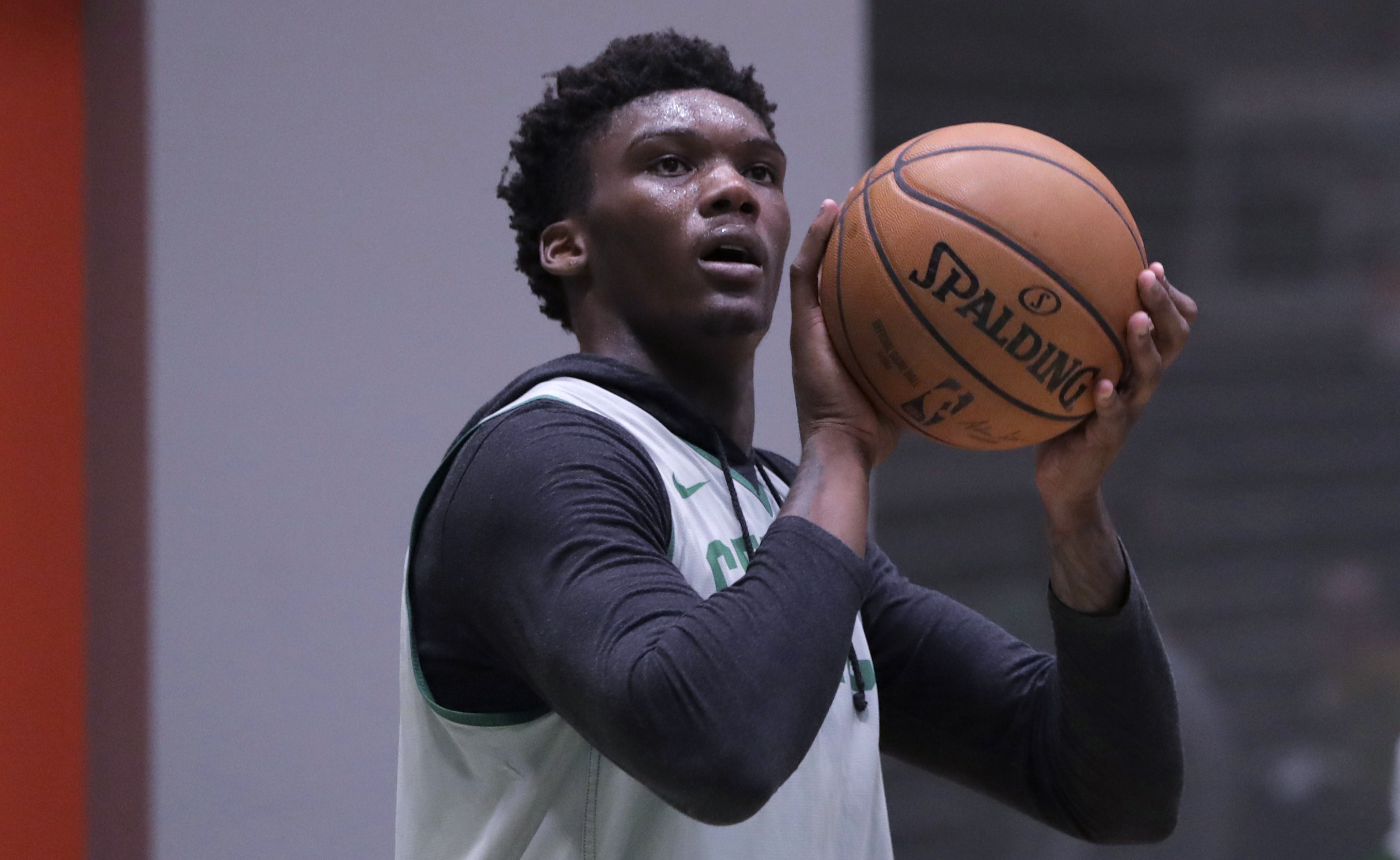 Robert Williams during a workout at the Celtics’ training facility.