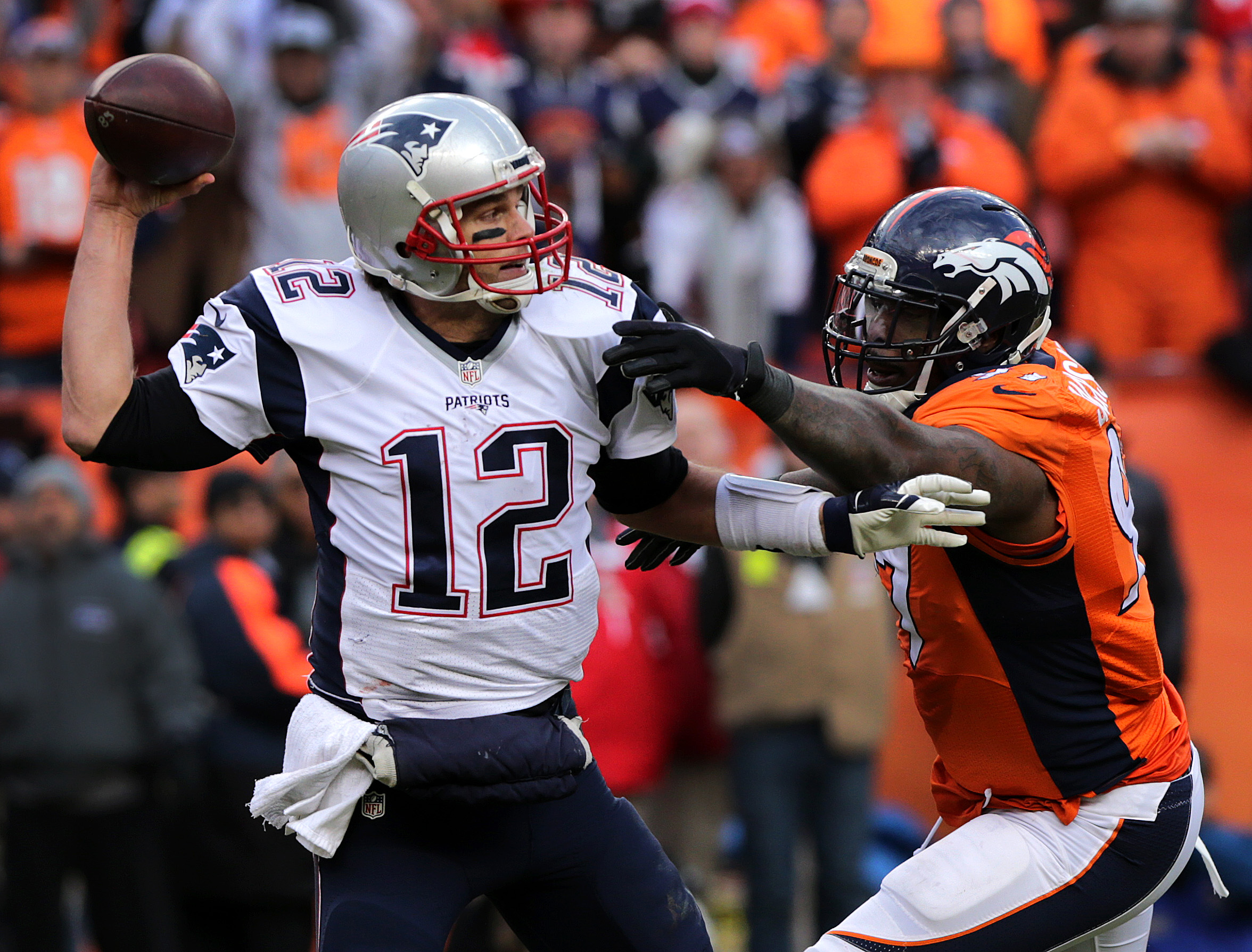 Malik Jackson disrupted a Tom Brady pass in the third quarter.